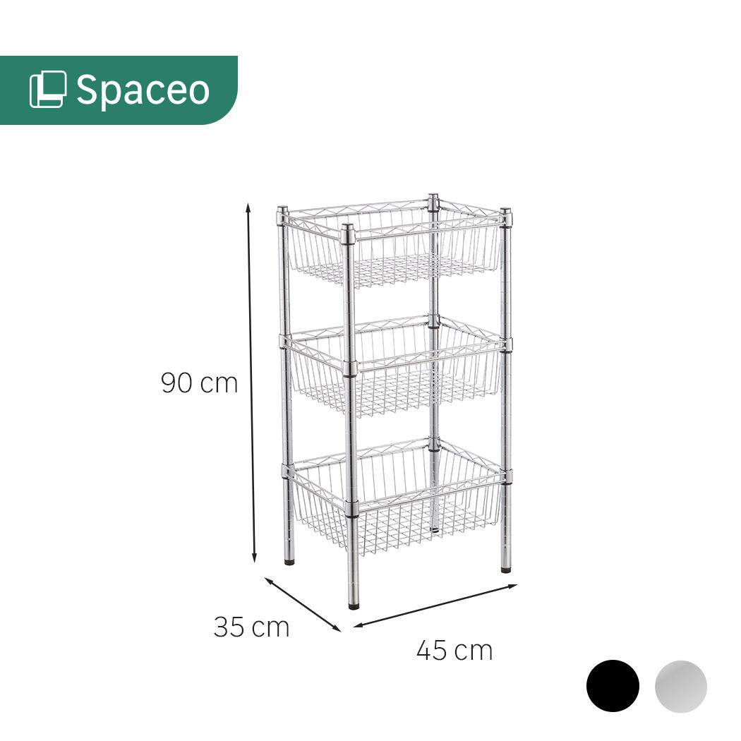 Estante cromada com 3 prateleiras cesto cromado 45x35x90 cm 50 kg Spaceo - 4