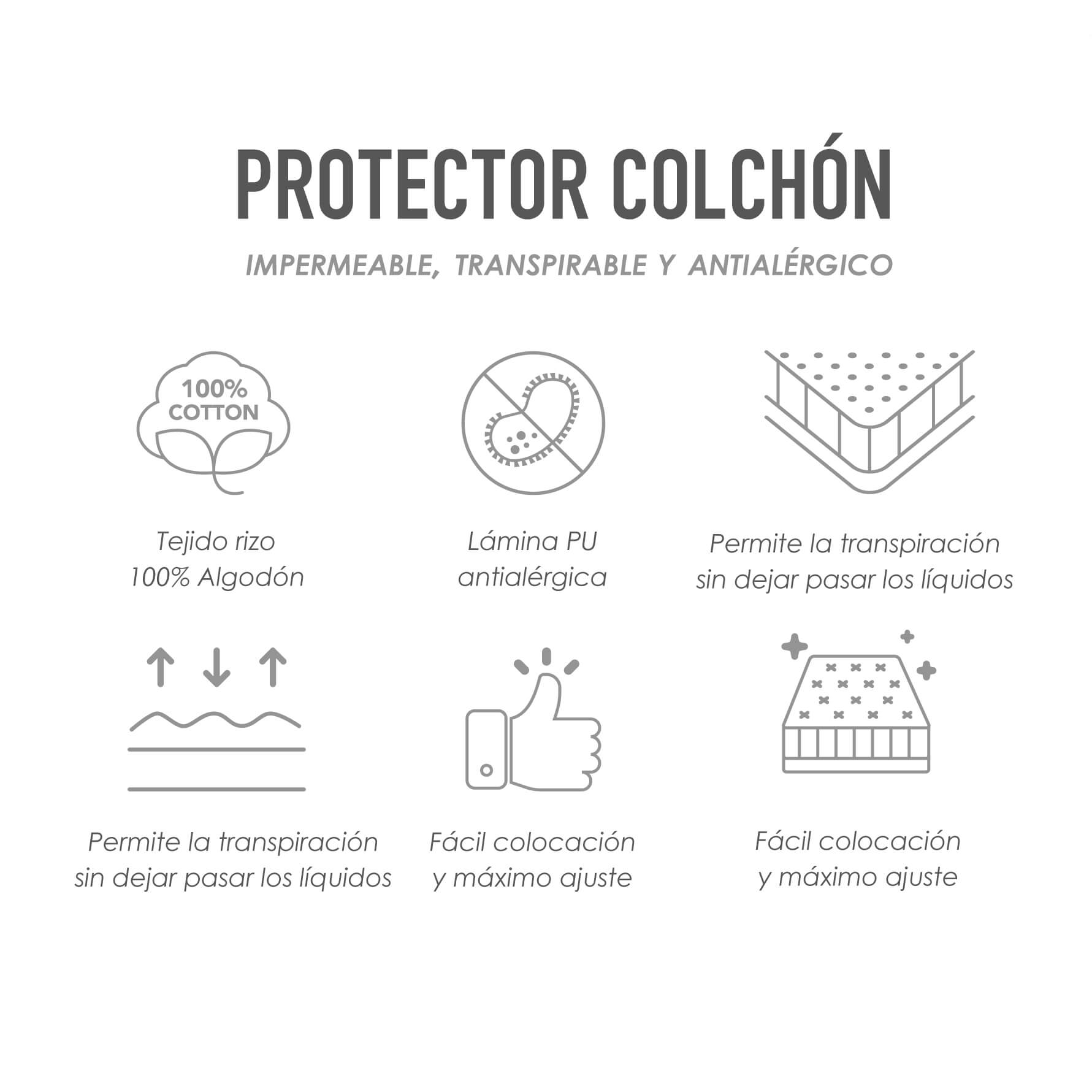 Protector de colchón impermeable  para cama de 150 cm - 2