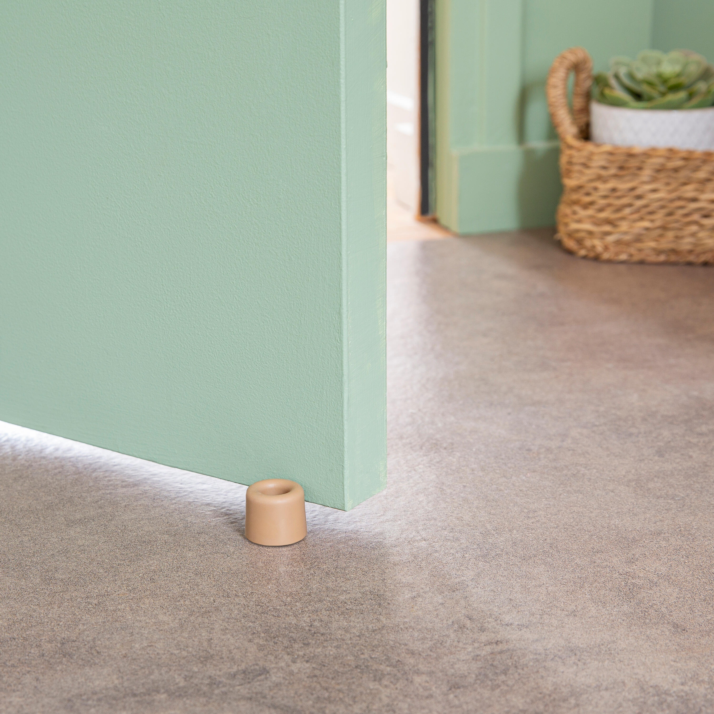 Butée de porte fixation hybride caoutchouc vulcanisé marron, ⌀3 x H.2.5 cm - 3