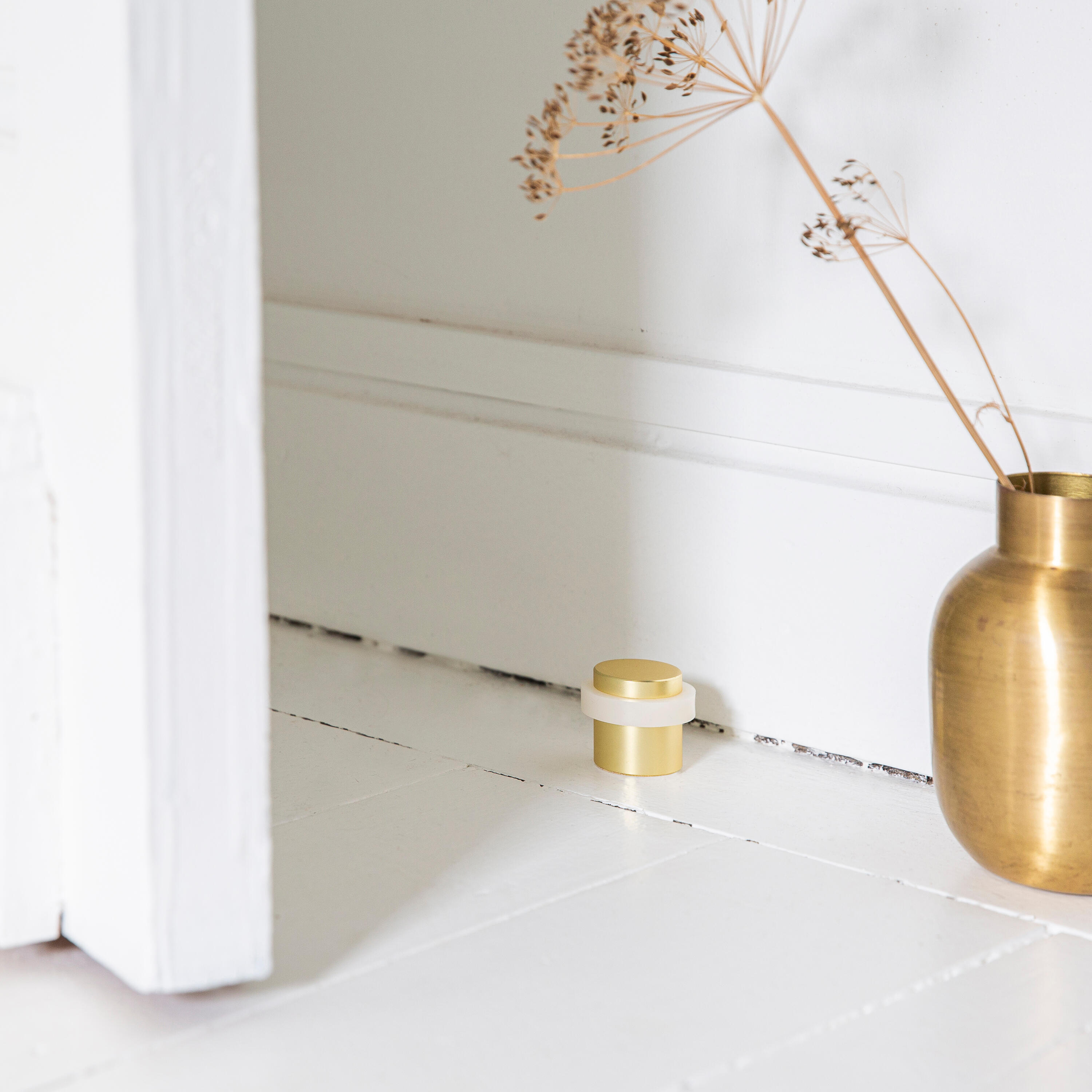 Lot de 2 butées de porte acier INSPIRE doré, ⌀2.7 x L.3.6 x H.3.2 cm - 4