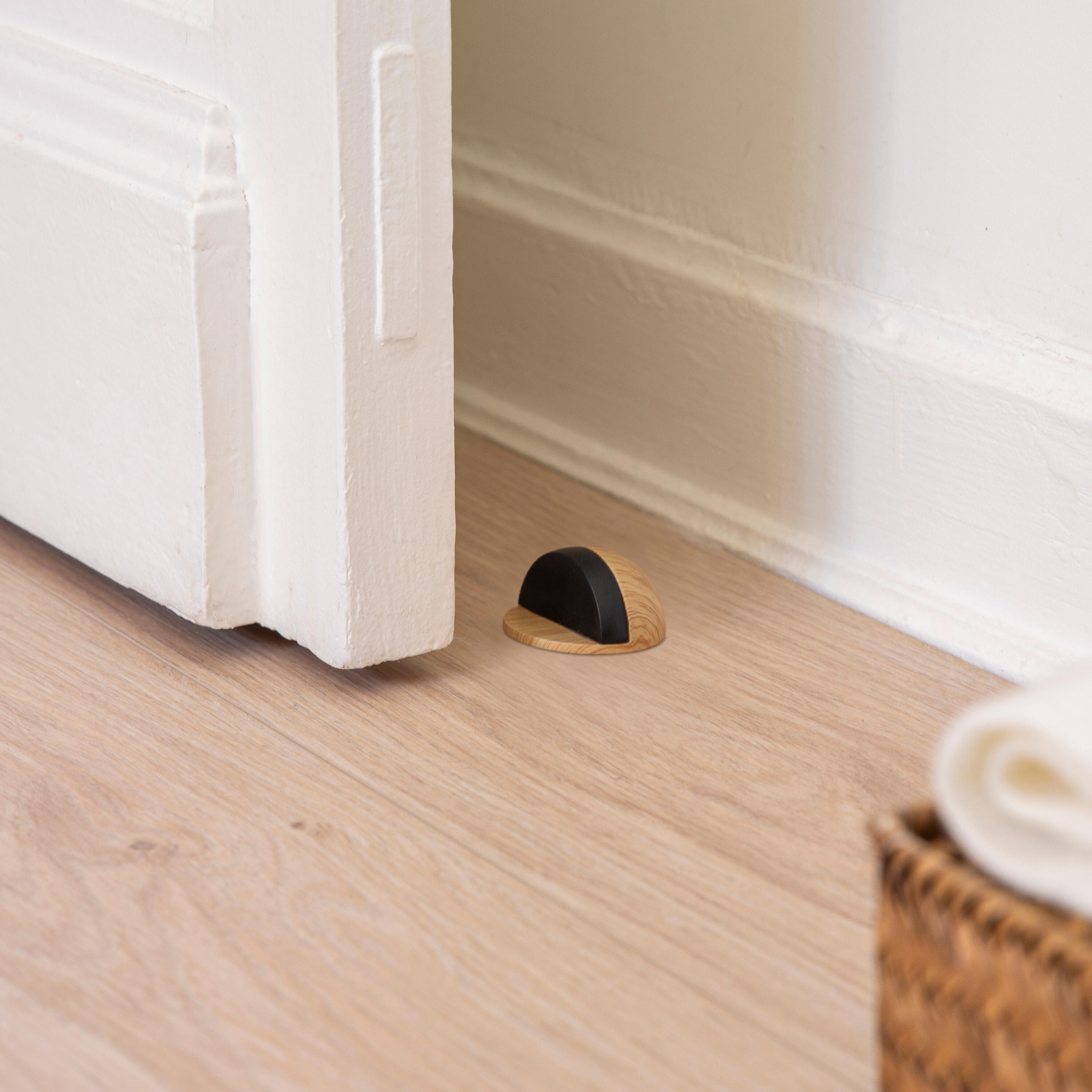 Lot de 2 butées de porte fixation hybride INSPIRE effet bois, ⌀4.7 x H.2.5 cm - 5