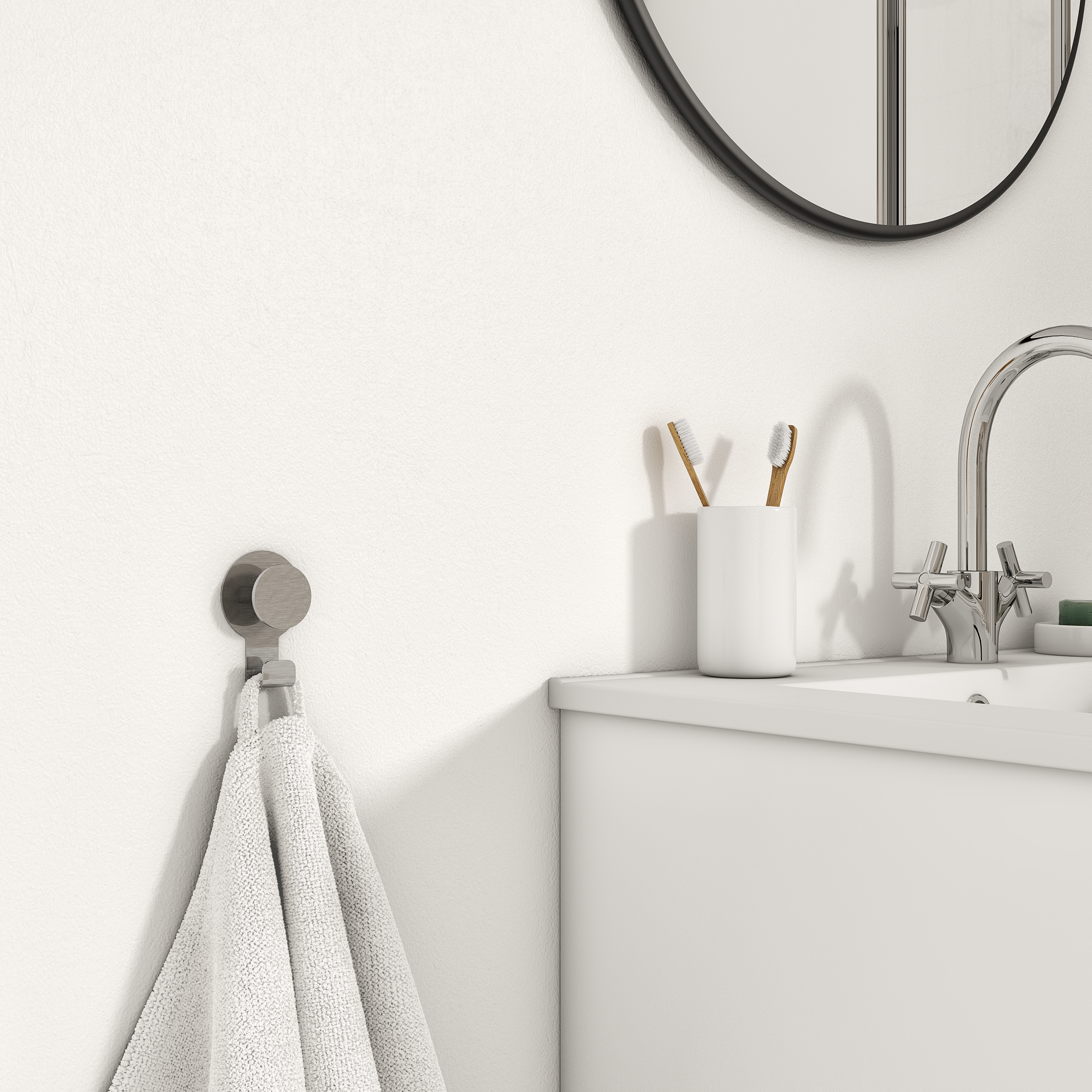 Crochet adhésif 2 têtes chrome brosse urban SENSEA - 2