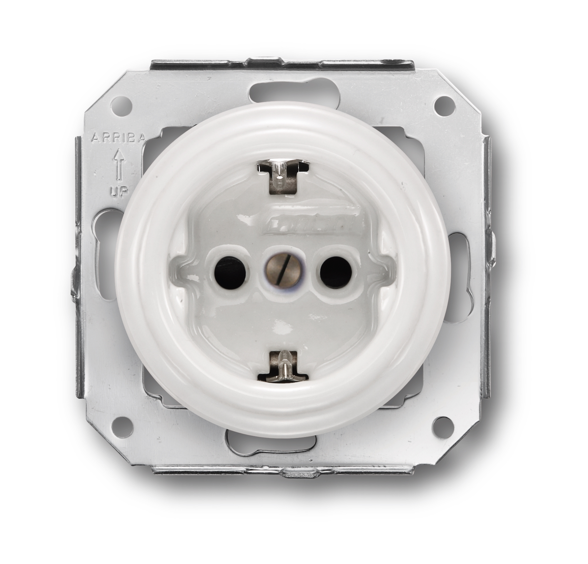 Enchufe fontini garby colonial de porcelana blanca 16a 250v