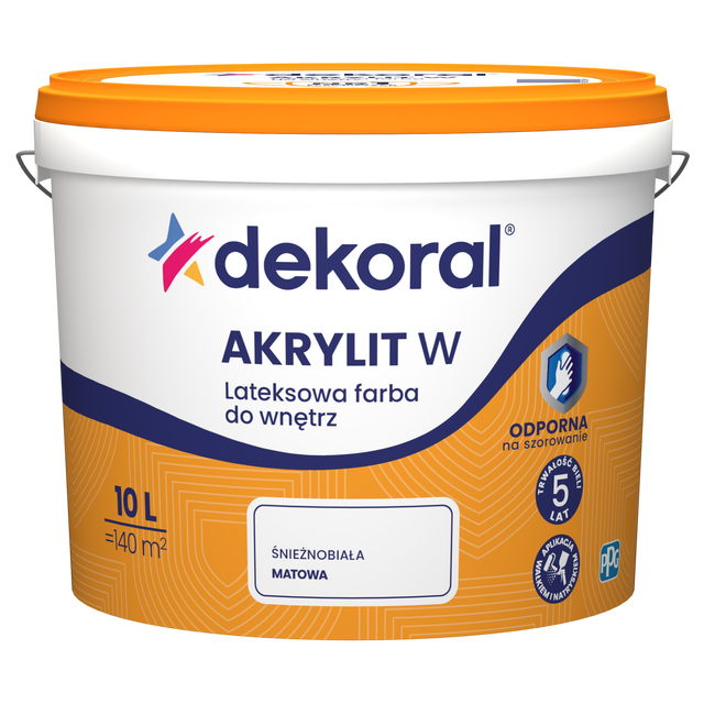 Farba do ścian i sufitów biała Dekoral Akrylit W 10L