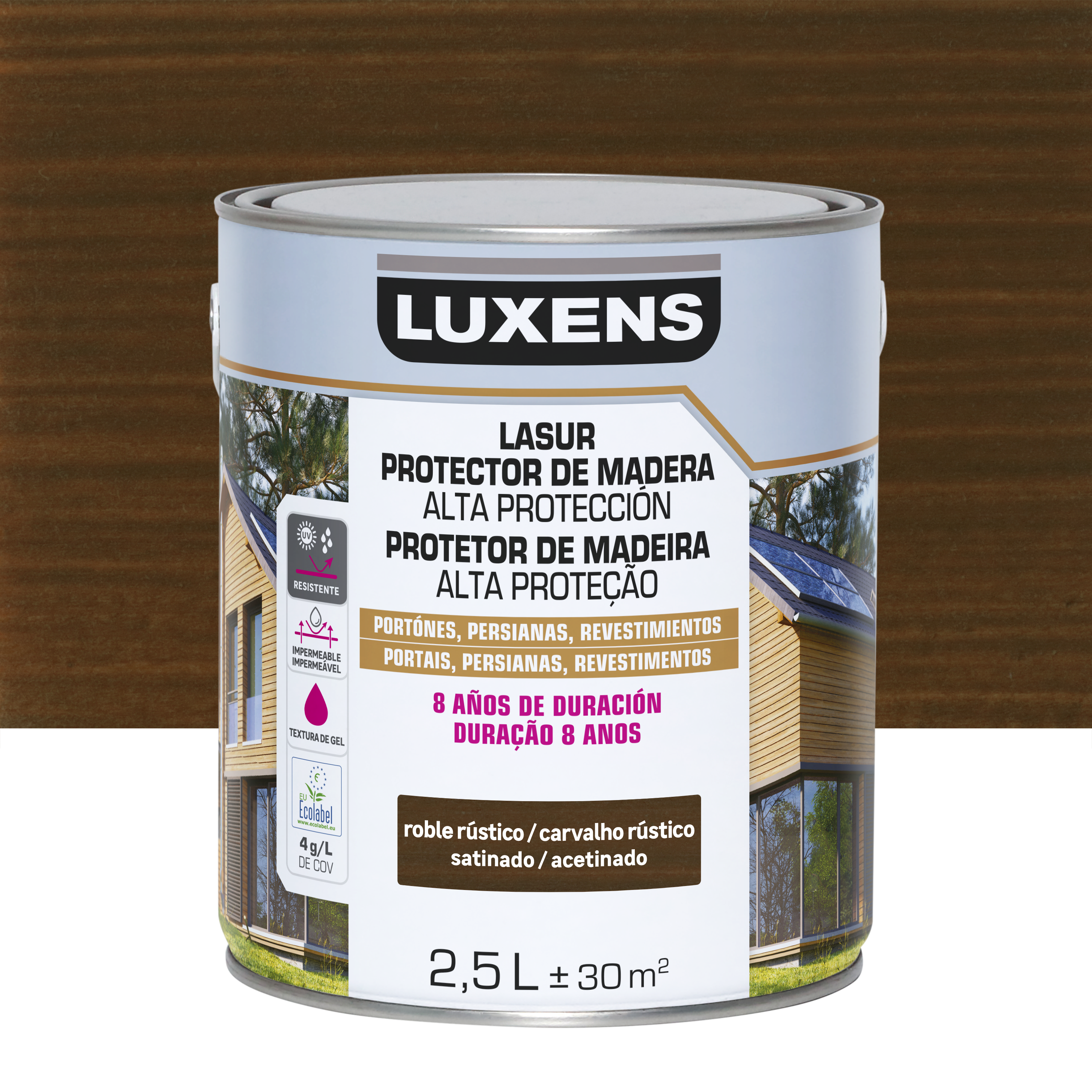 Lasur satinado 8 años luxens 2.5l roble oscuro