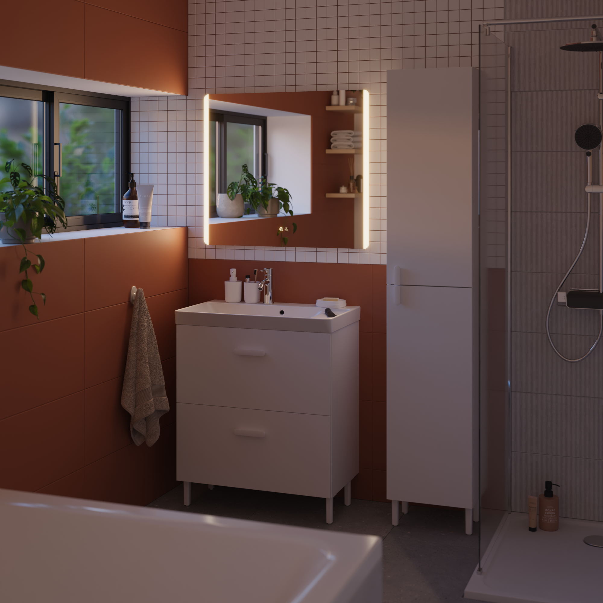 Espelho 80x70 cm iluminação led prateado Sensea Easy - 14