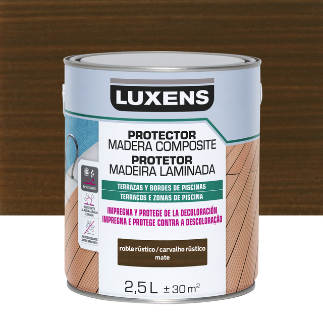 Protetor de deck composite Luxens 2,5L carvalho escuro