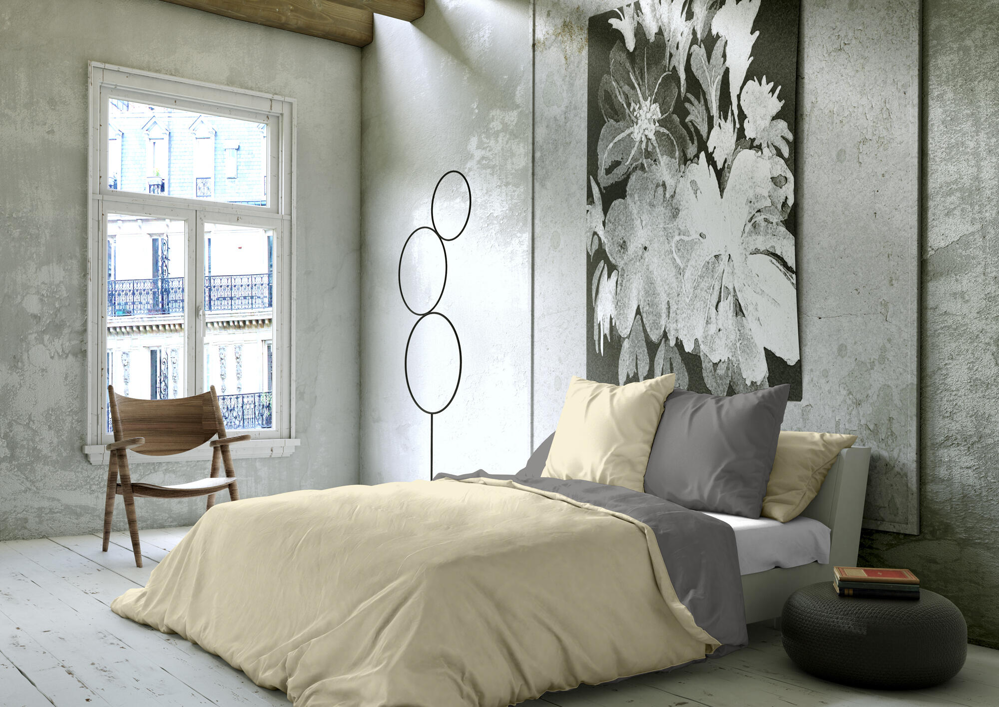 Funda nórdica reversible gris/beige 220x220 cm para cama de 135 cm