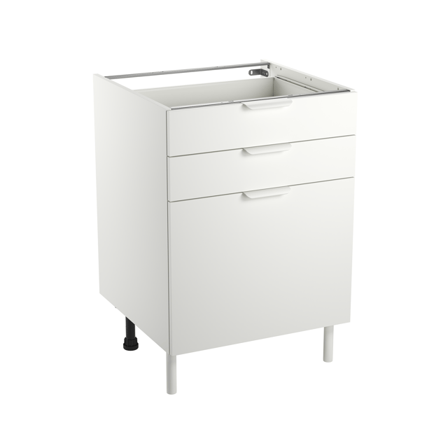 Meuble bas de cuisine Eleki blanc 3 tiroirs H87.1 x l60