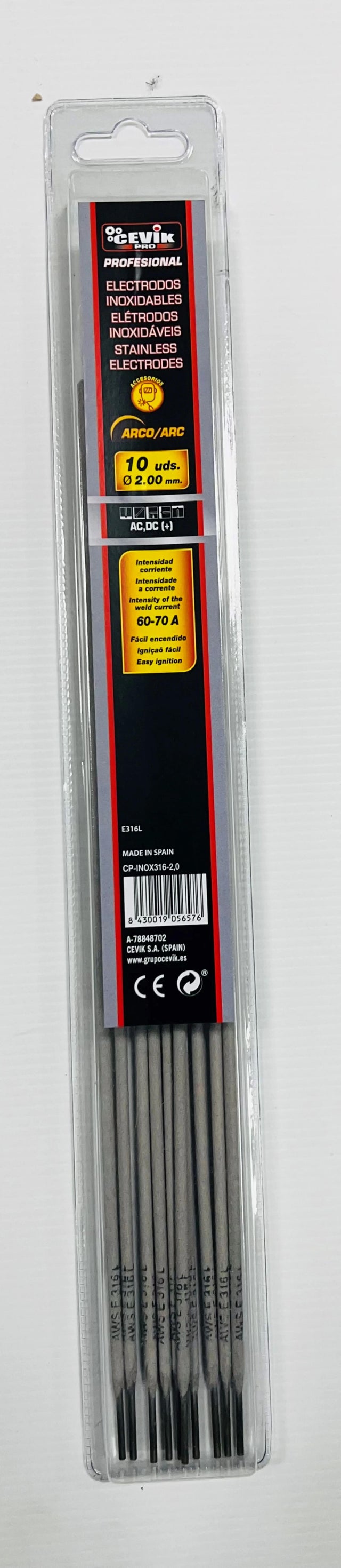 10 Elétrodos de inox 2 mm Cevik Pro