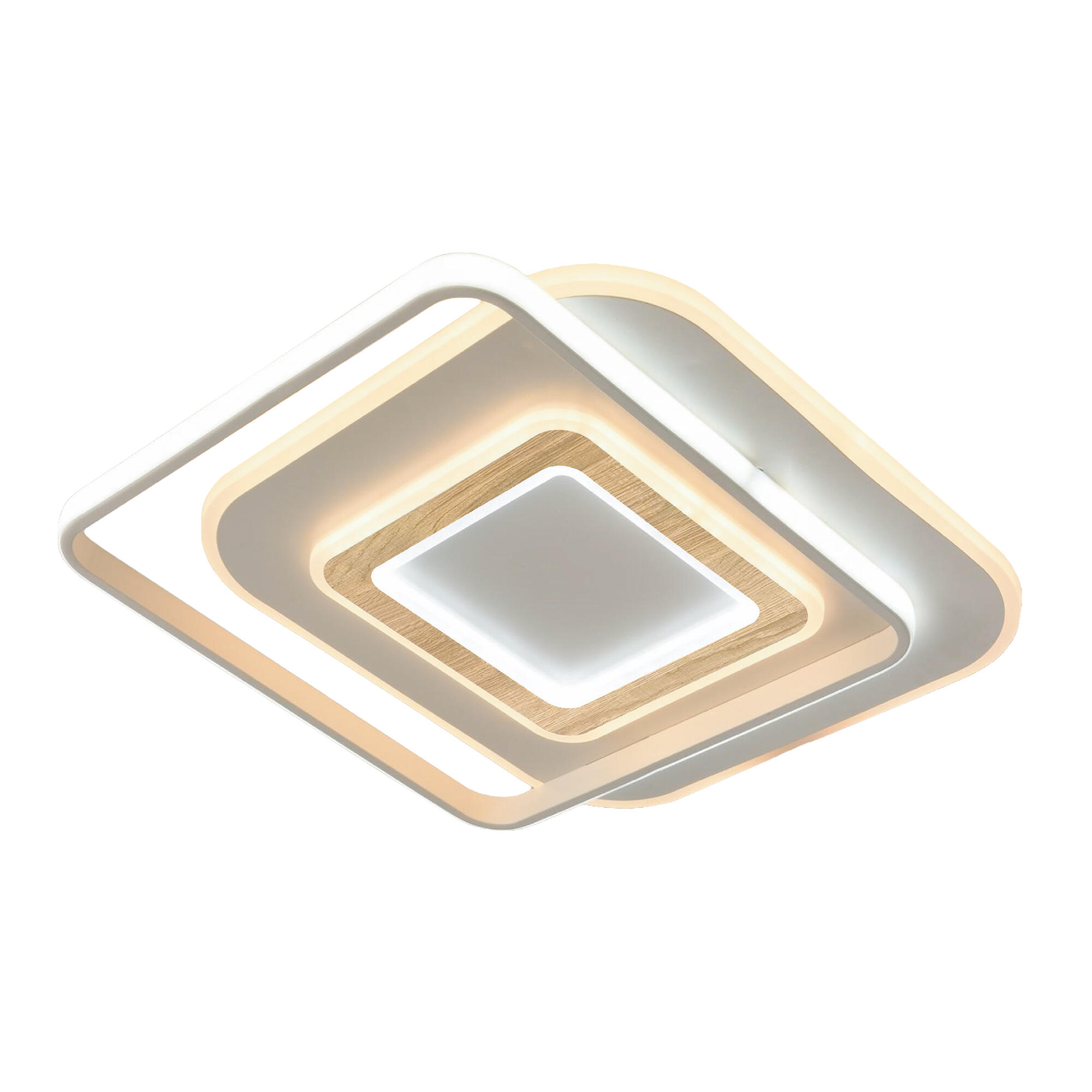 Plafón led naos blanco/madera 7920lm 48cm