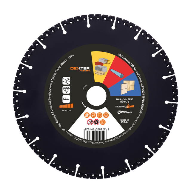 Disco da taglio diamantato segmentato DEXTER PRO Ø230X22.23XSp2.7 mm
