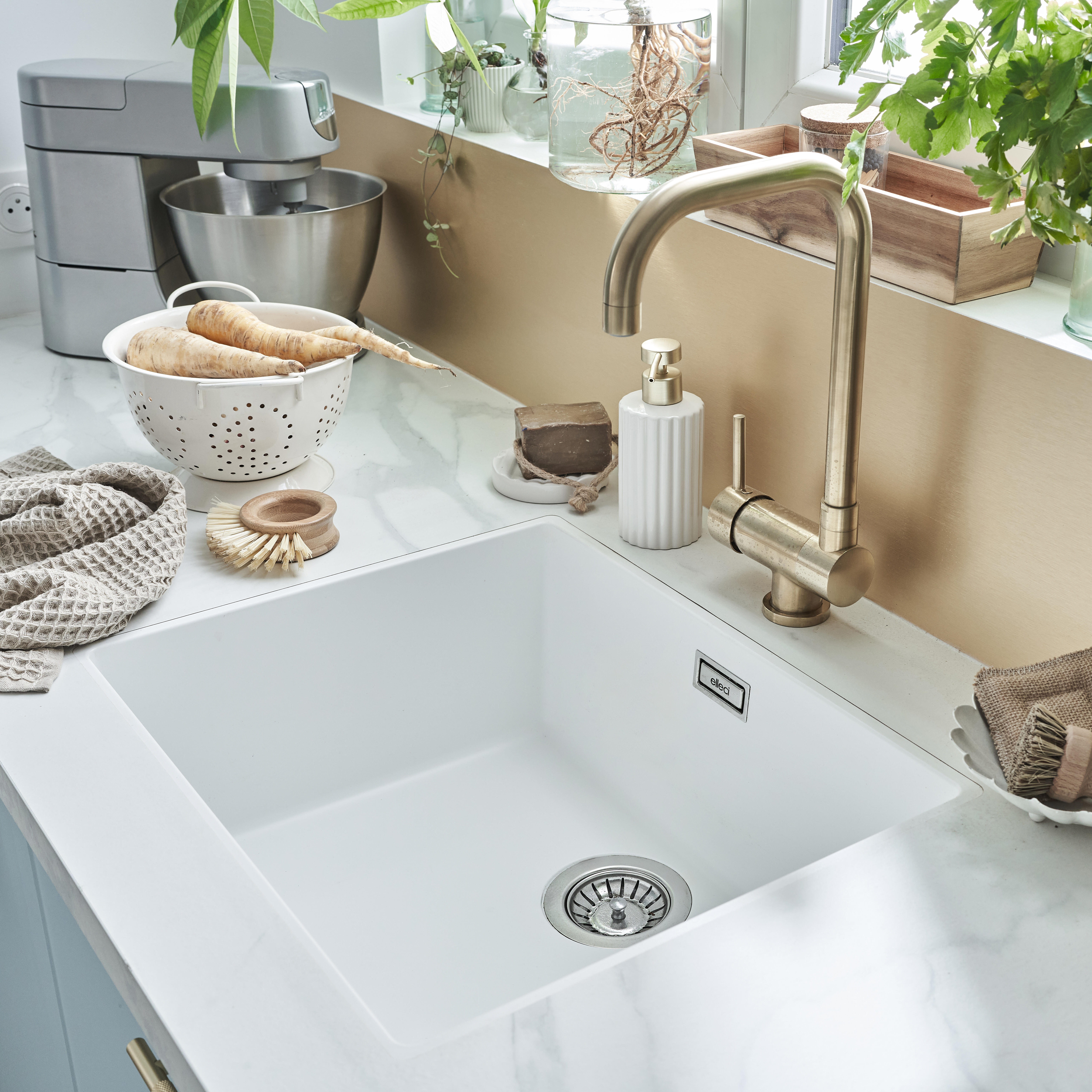 Crédence stratifié Effet doré brossé L.300 x H.64 cm, Ep.9 mm - 2