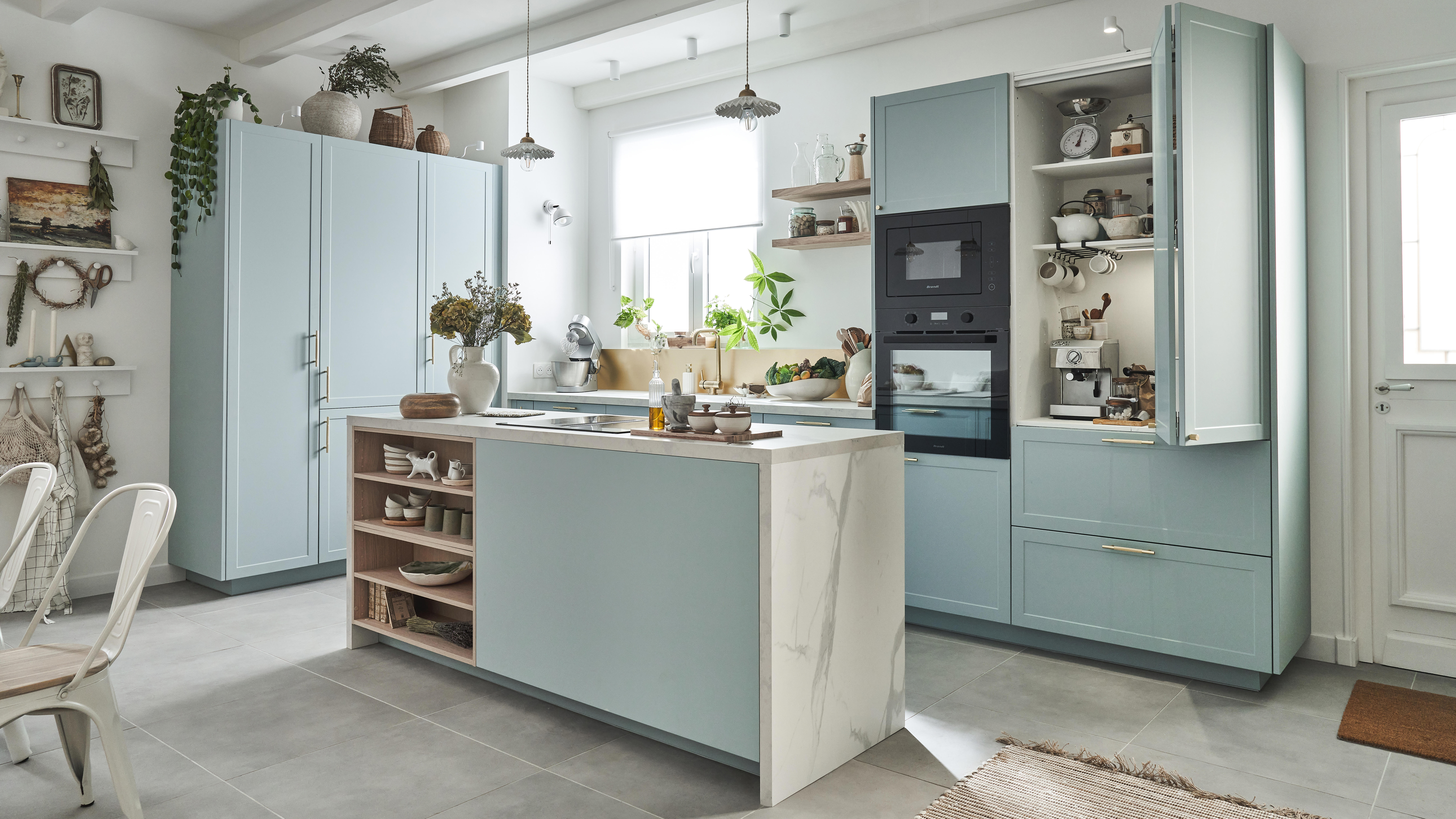 Plan de travail standard stratifié Marbre blanc L.315 x P.65 cm, Ep.38 mm - 2