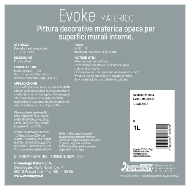 Pittura decorativa Evoke materico sabbiato grigio cemento 1 l
