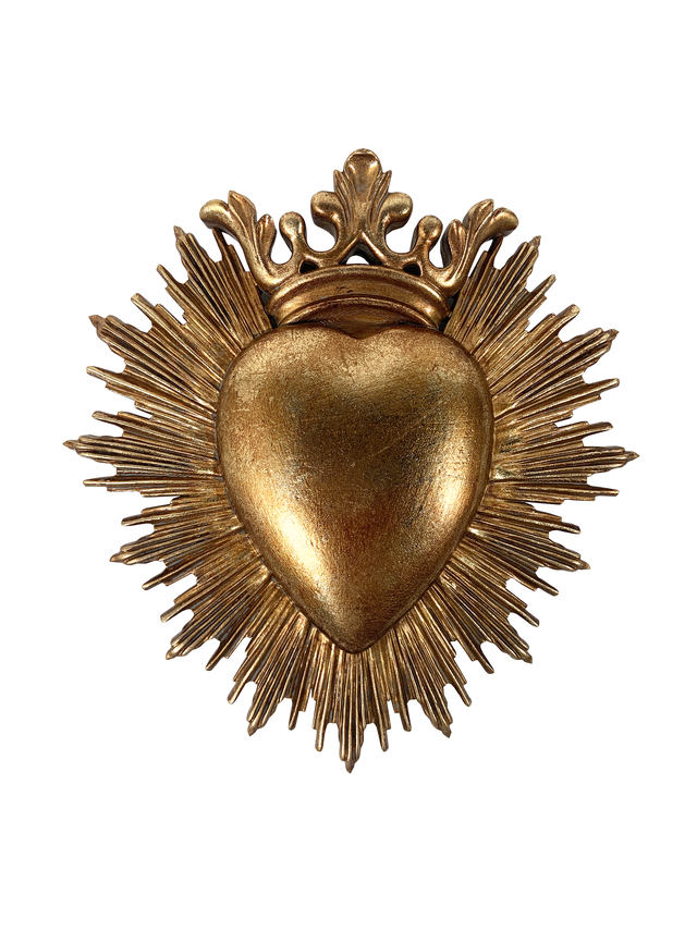 Objet décoratif sans cadre Ex-voto coeur couronne, doré EMDE l.18 x H.17.6 cm
