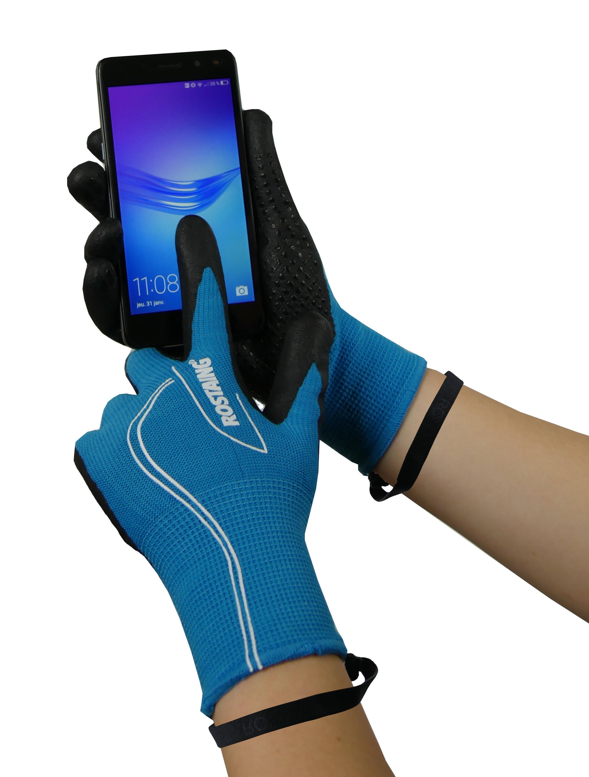 Paire de gants tactile pour outil de manutention nitrile, T7 ROSTAING - 3