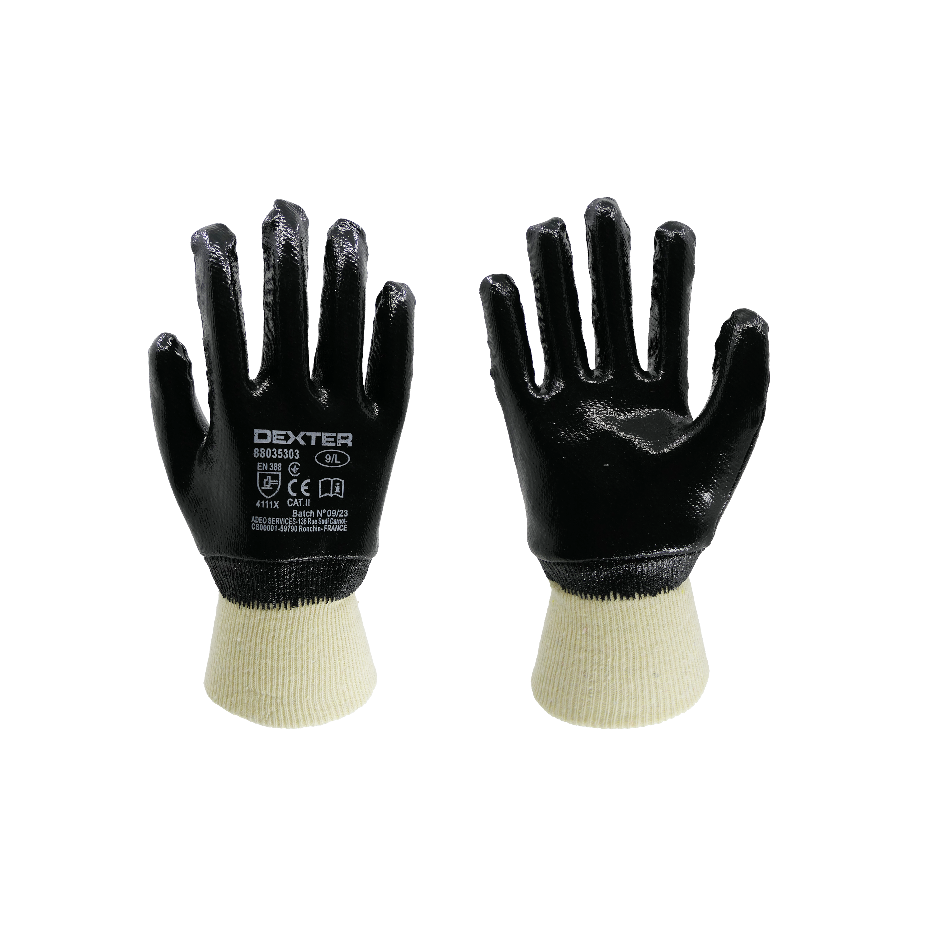 Guantes mecánico algodón / nitrilo dexter - talla 9