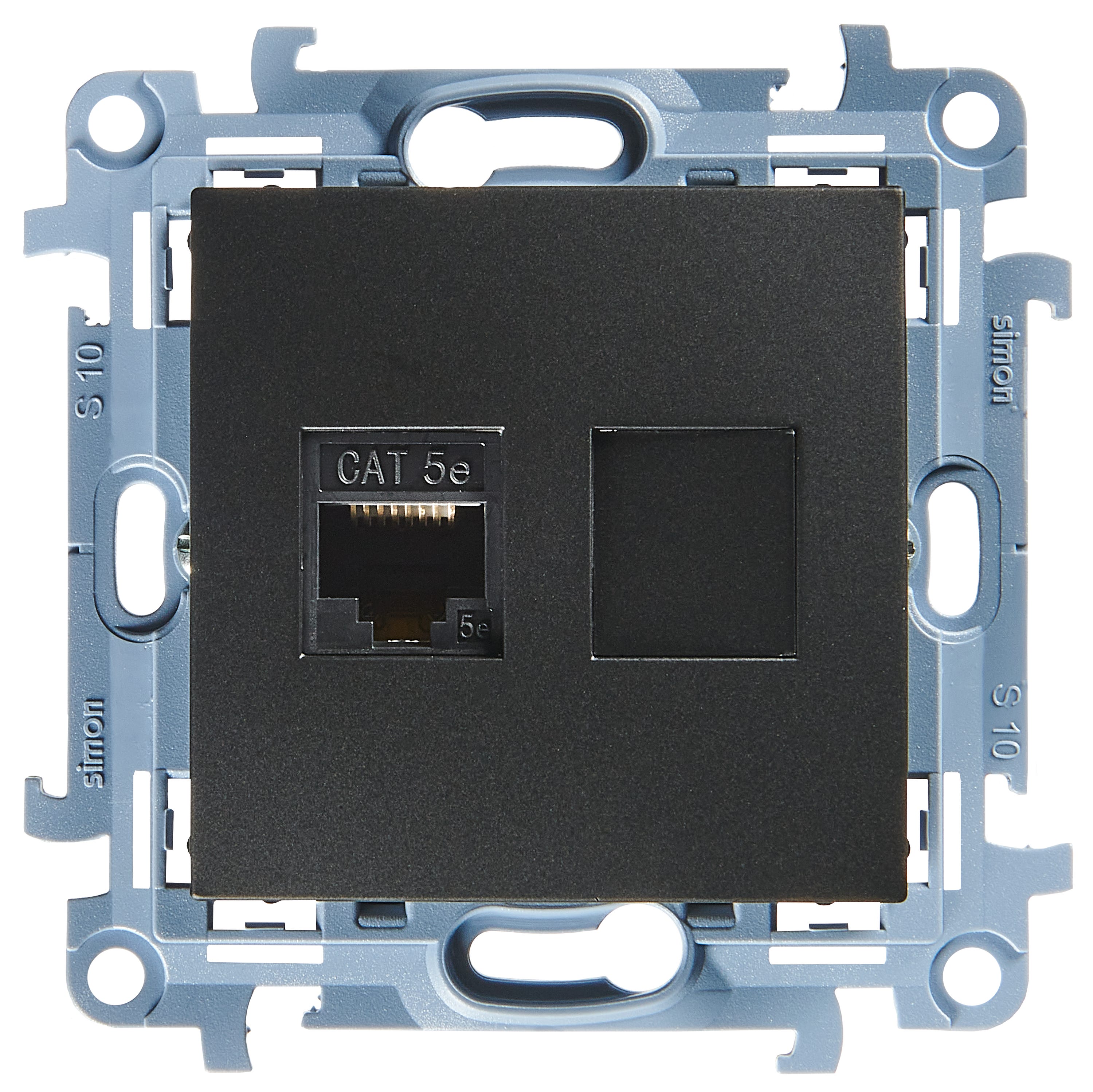 Simon Rj45 Rack Gniazdo komputerowe RJ45 SIMON 10 Czarny KONTAKT SIMON - Leroy Merlin