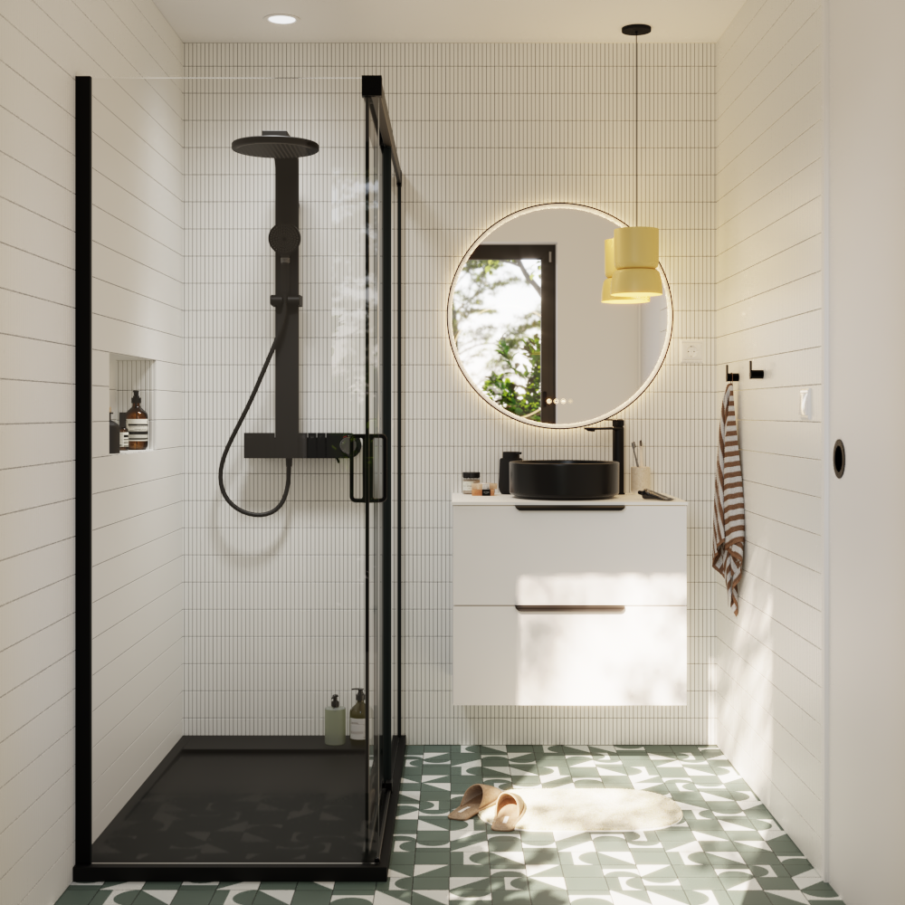 Miroir lumineux rond noir Diam.80 cm Neo frame, cadre noir - 4