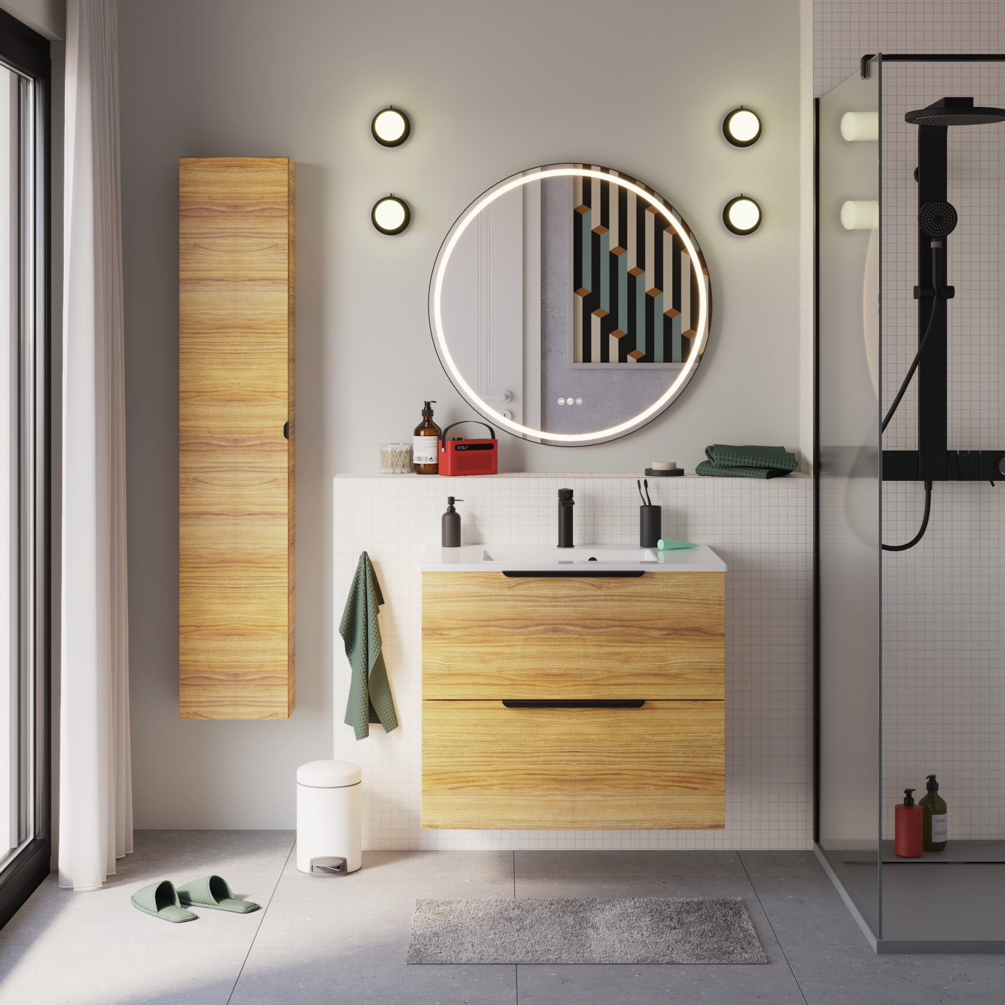 Espelho com iluminação 80x80 cm Sensea Remix - 11