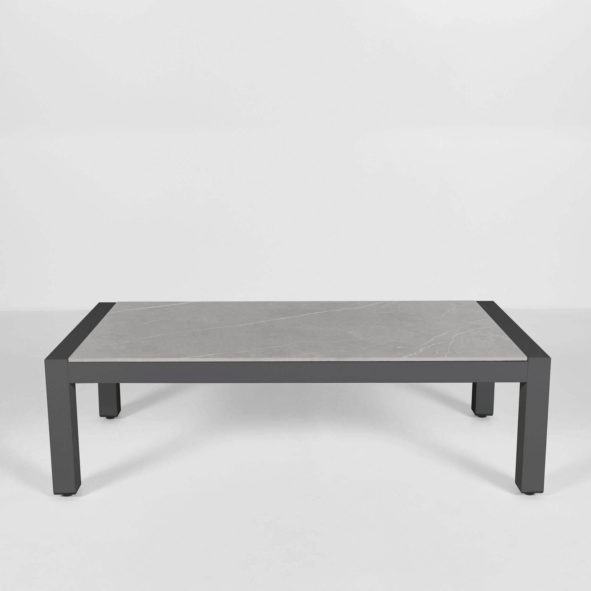 Mesa auxiliar de jardín luca de aluminio y cerámica antracita 132x42x60 cm