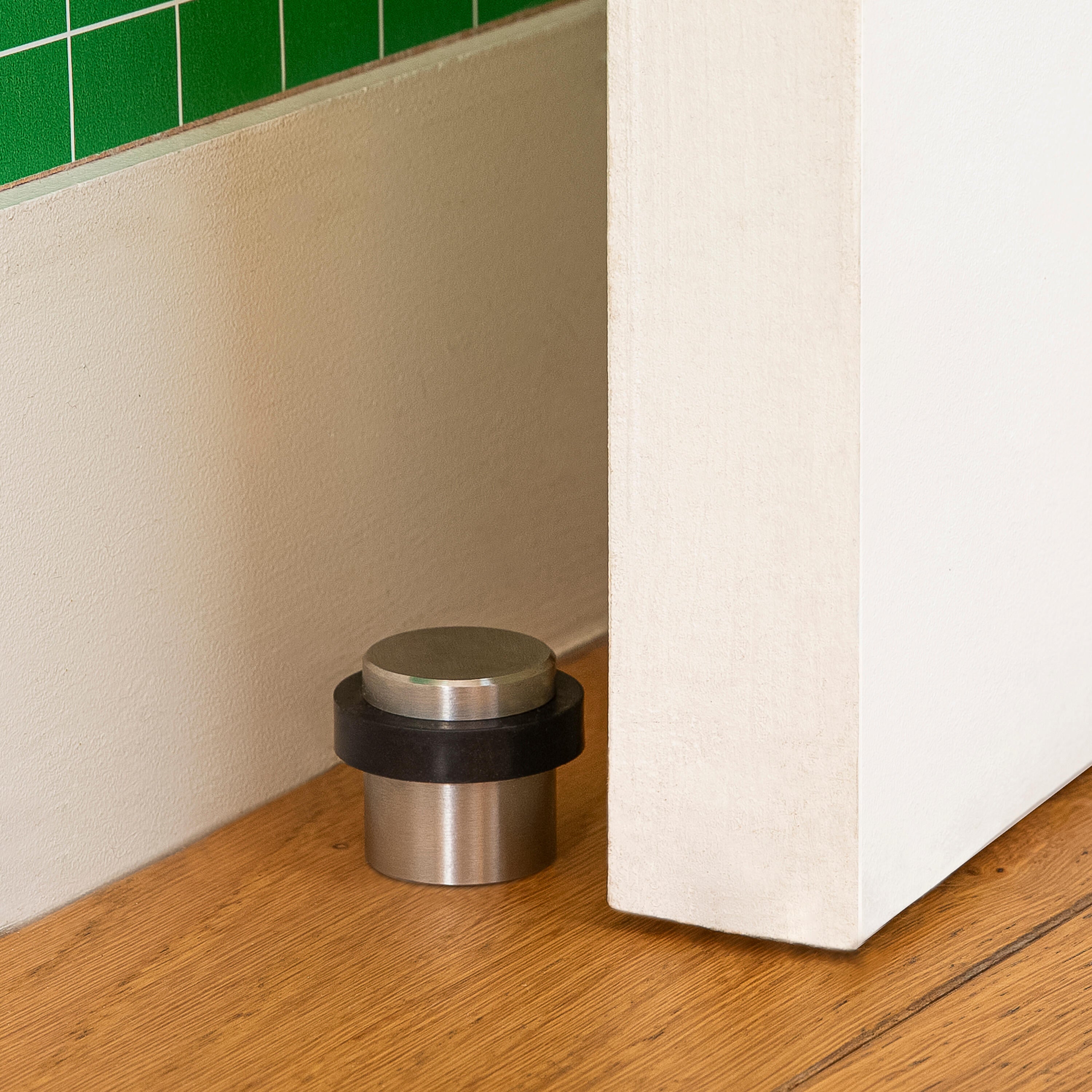 2 Batentes para porta colar ou aparafusar no chão aço inoxidável 3,6x3,2 cm Inspire - 3