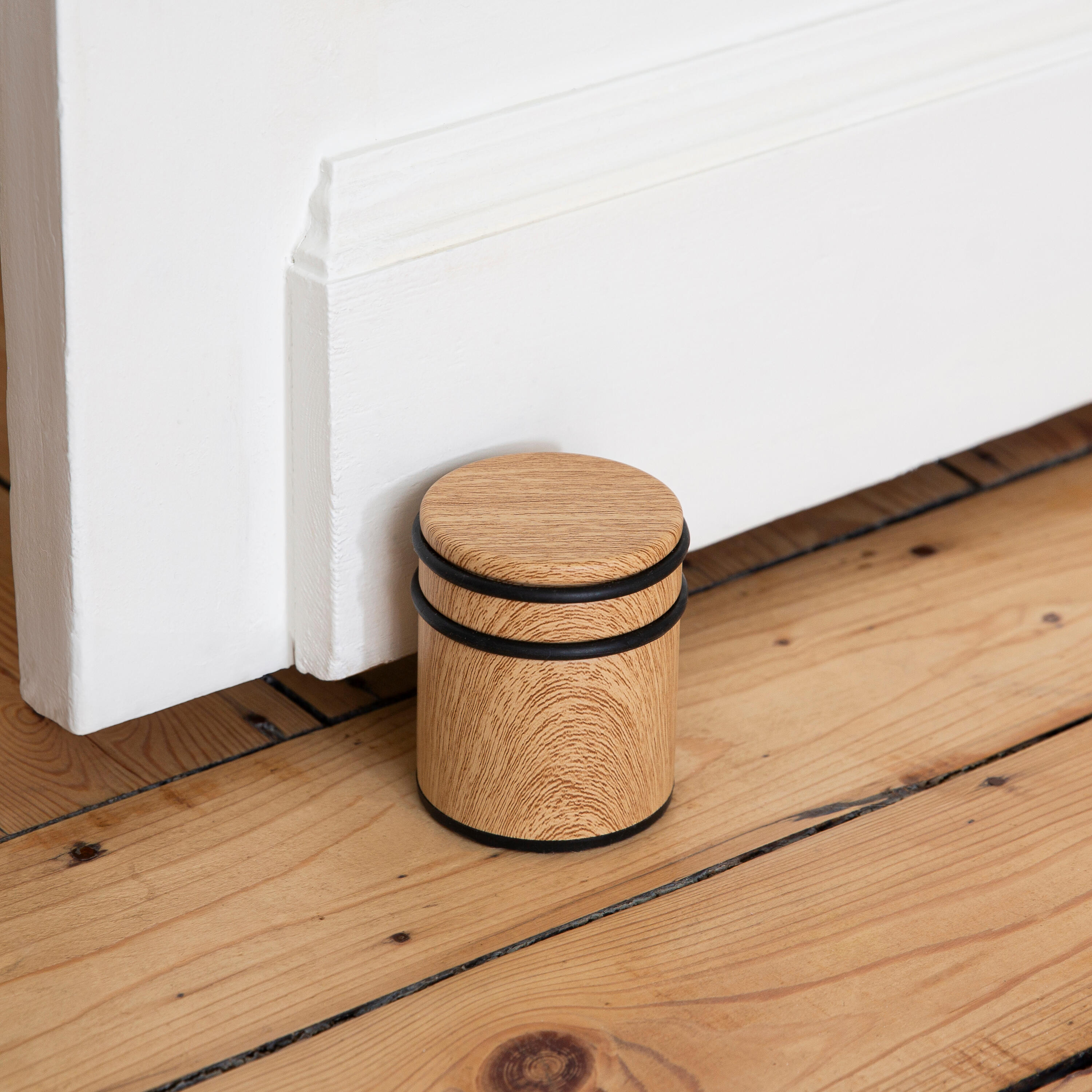 Batente bloqueador para porta para pousar no chão aço efeito madeira 2 anéis ø7,2x8,1cm Inspire - 4