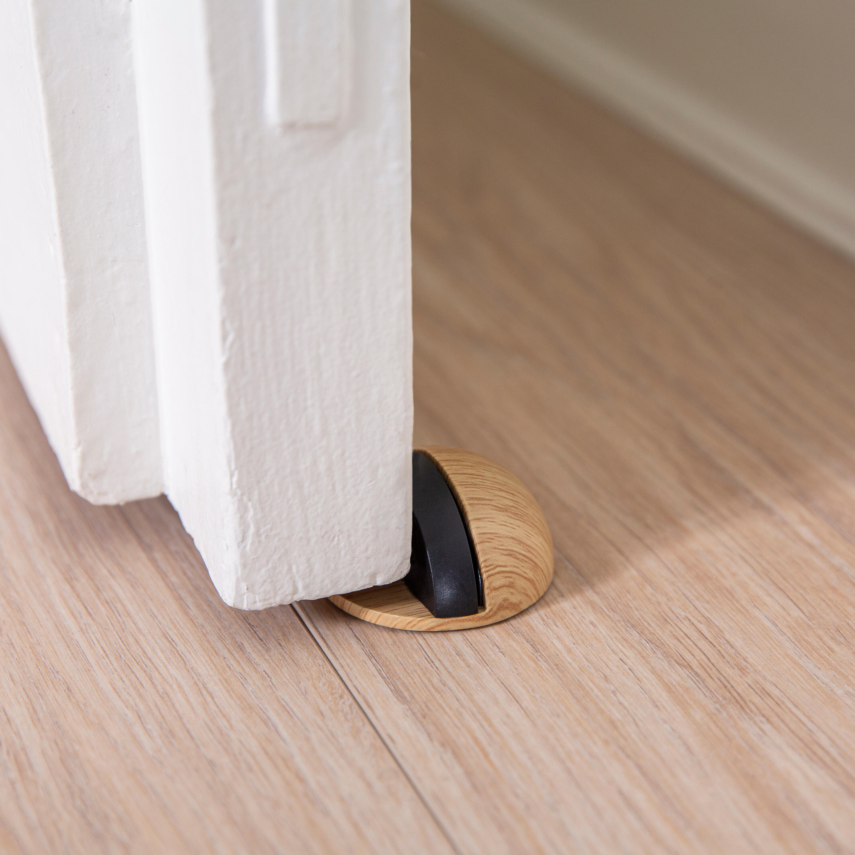 Lot de 2 butées de porte fixation hybride INSPIRE effet bois, ⌀4.7 x H.2.5 cm - 6