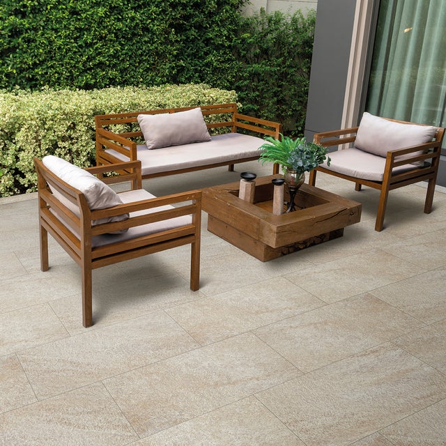 Piastrella da pavimento esterno 30.5 x 61 cm Sp. 8.2 mm Natura in gres naturale beige opaco traffico intenso (pei 4/5) R11