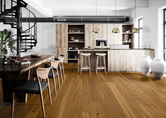 Parquet multistrato XL ARTENS in rovere cognac spazzolato e verniciato natura sp. 14/2.5 mm 1.37 m²