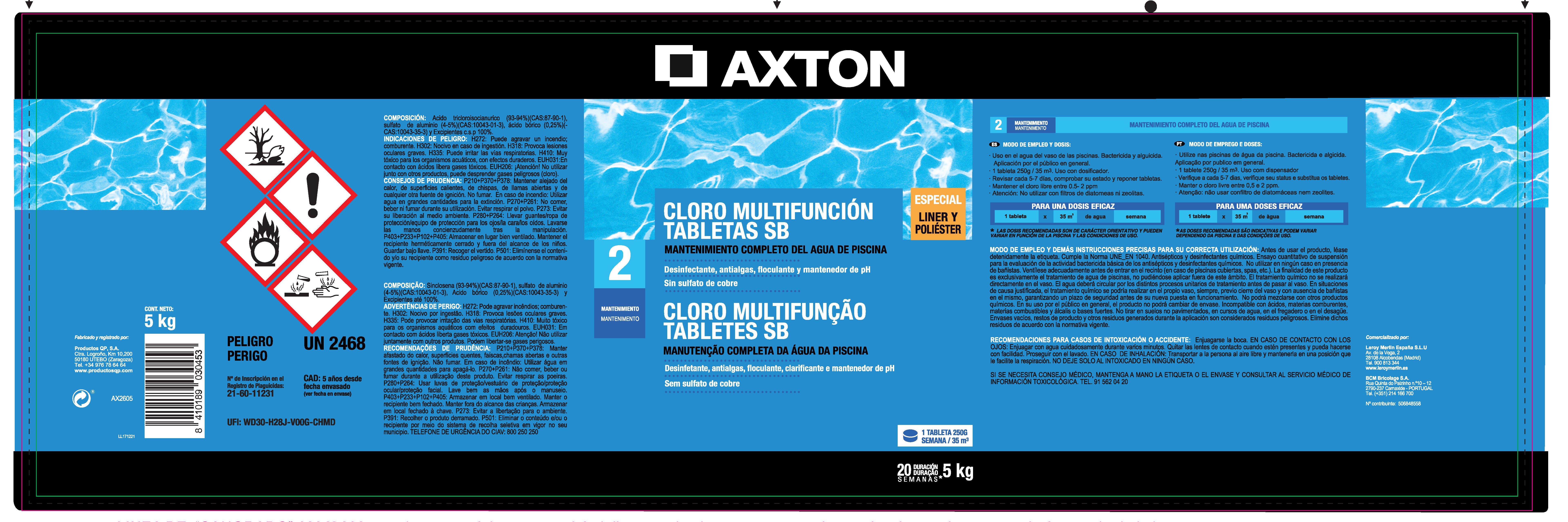 Cloro multifunções AXTON PASTILHAS 5KG 200GR - 3