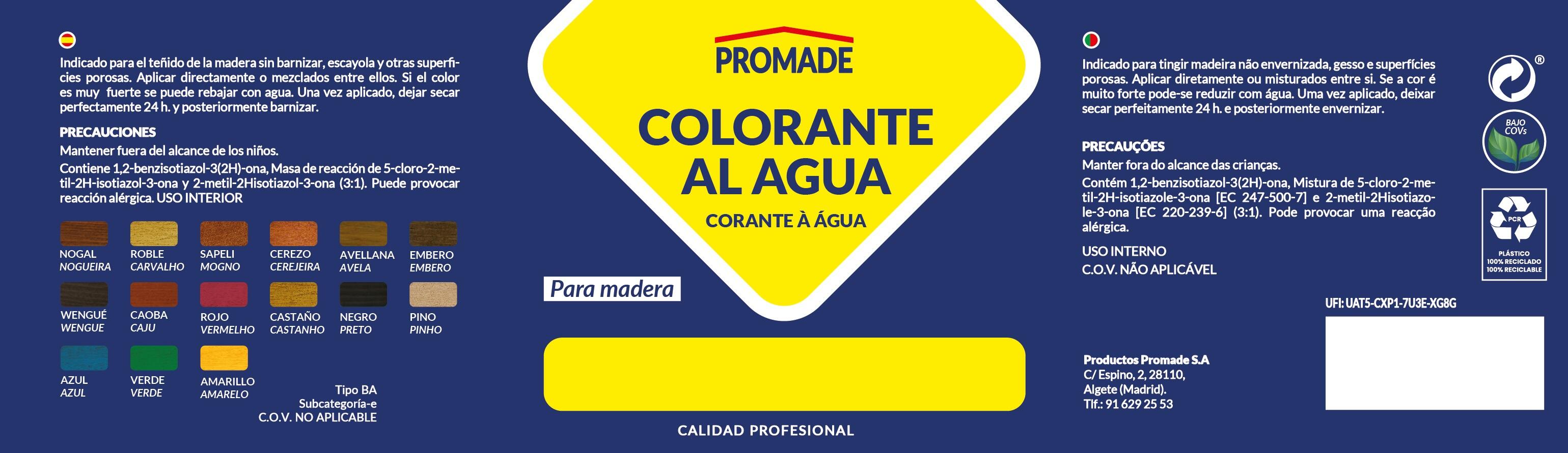 Tinte para madera al agua rojo 0.125L PROMADE - 7