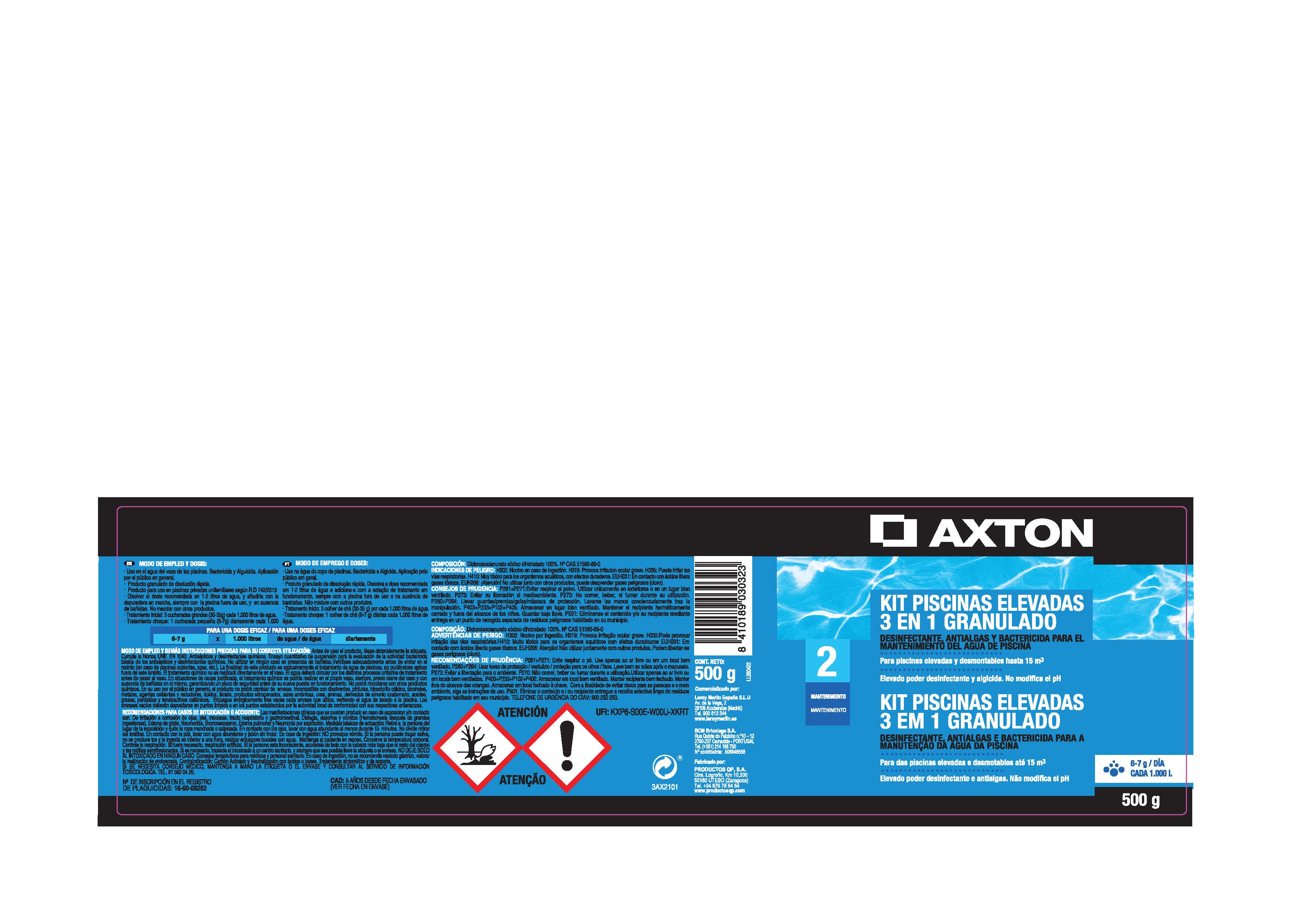 Kit para manutenção de piscinas elevadas Axton - 3