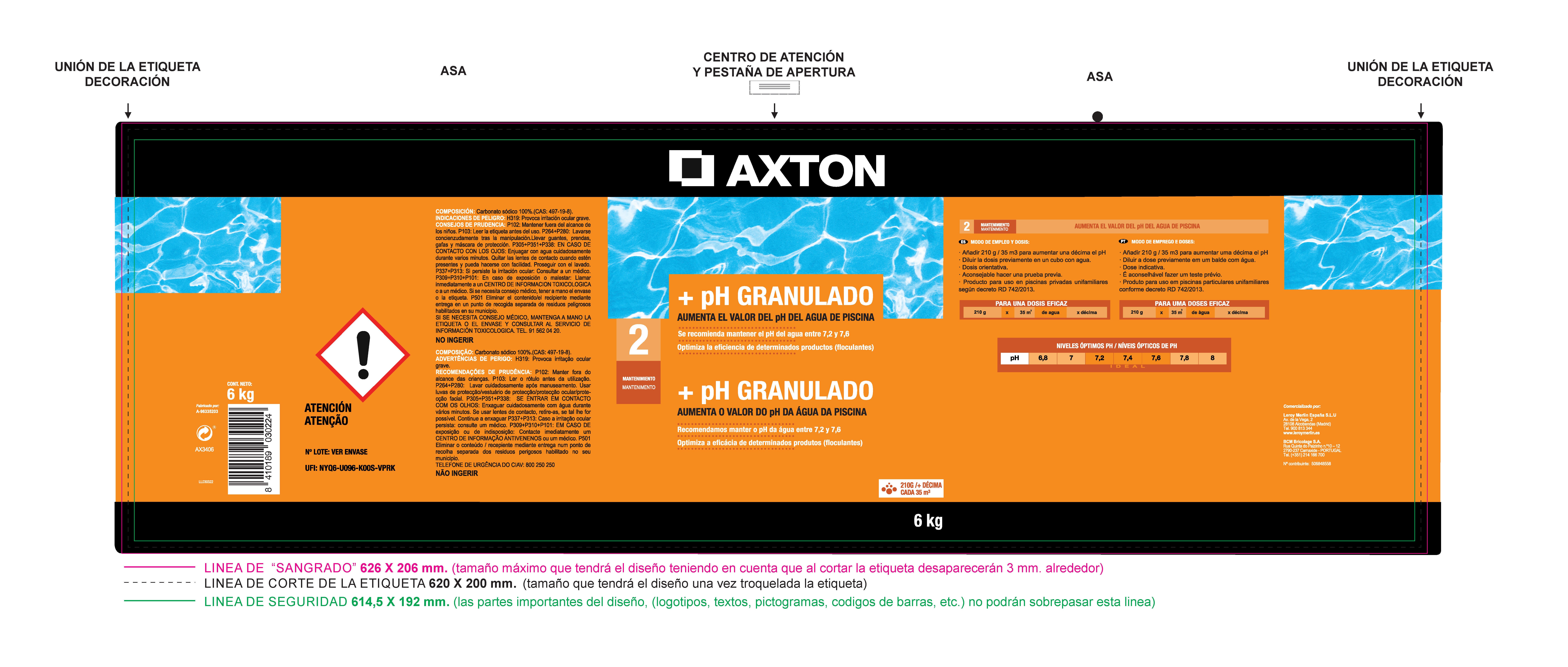 Elevador de pH piscinas AXTON granulado 6 kg - 4