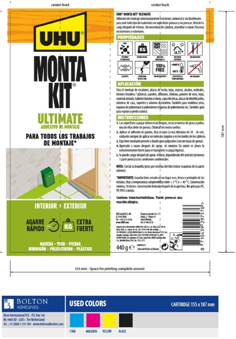 Adhesivo de montaje montakit ultimate UHU 440gr blanco - 9