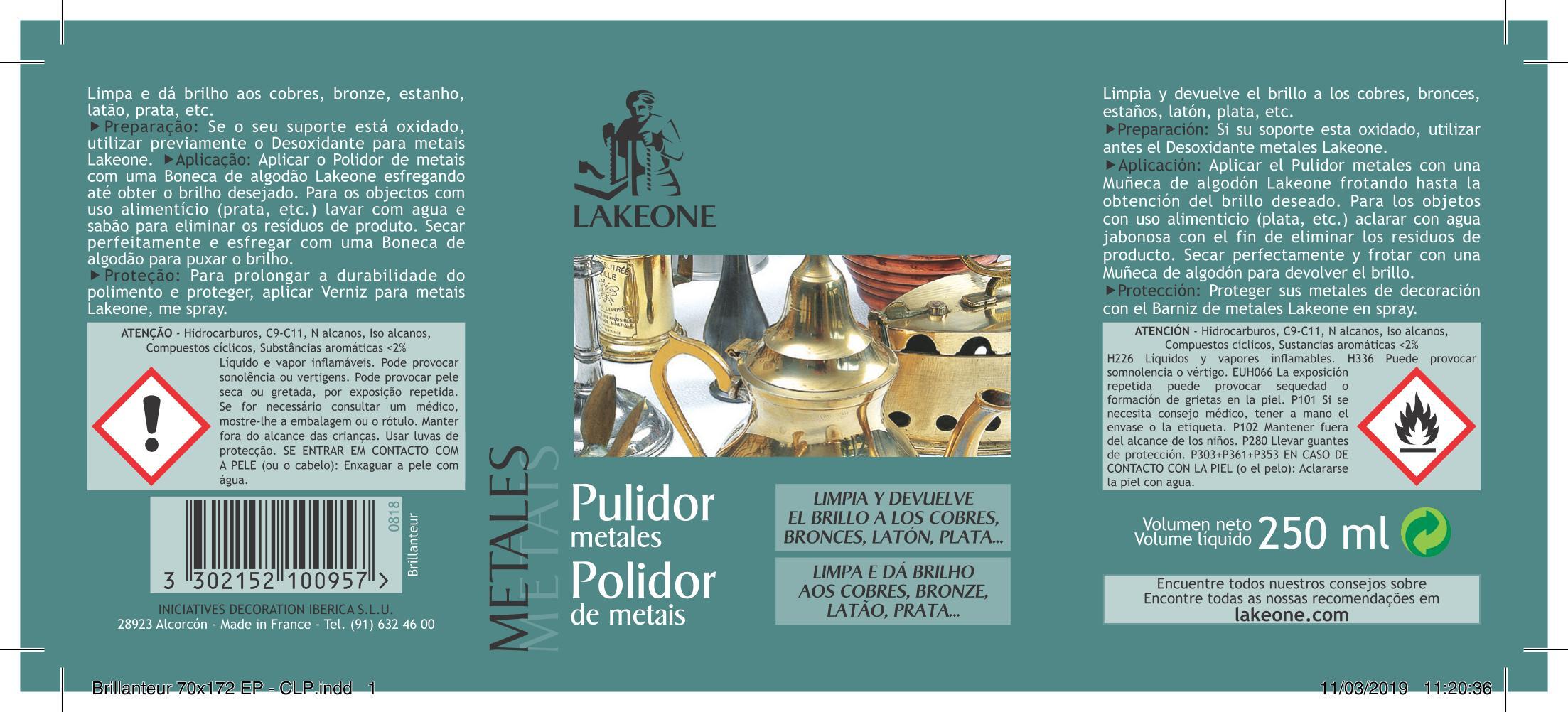 Pulidor abrillantador metales LAKEONE 250ml - 3