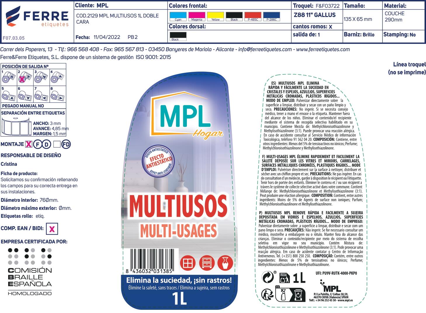 Limpiador multiusos MPL 1L - 2