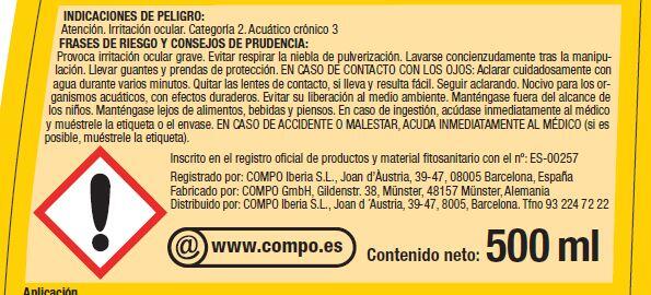 Herbicida concentrado COMPO HERBISTOP elimina malas hierbas uso ecológico 500ml - 3