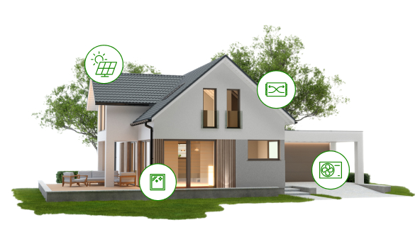 aranżacja przedstawiająca energooszczędny dom