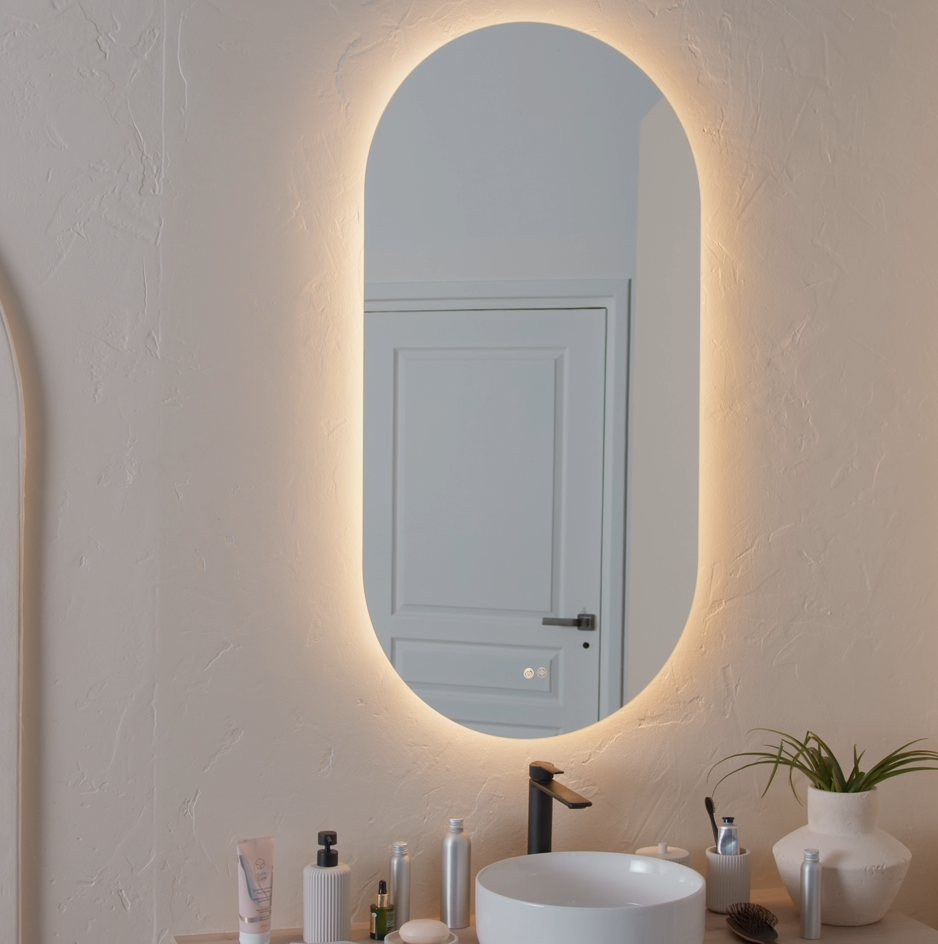 Miroir lumineux antibué ovale l.120 x H.60 cm Modern - 5