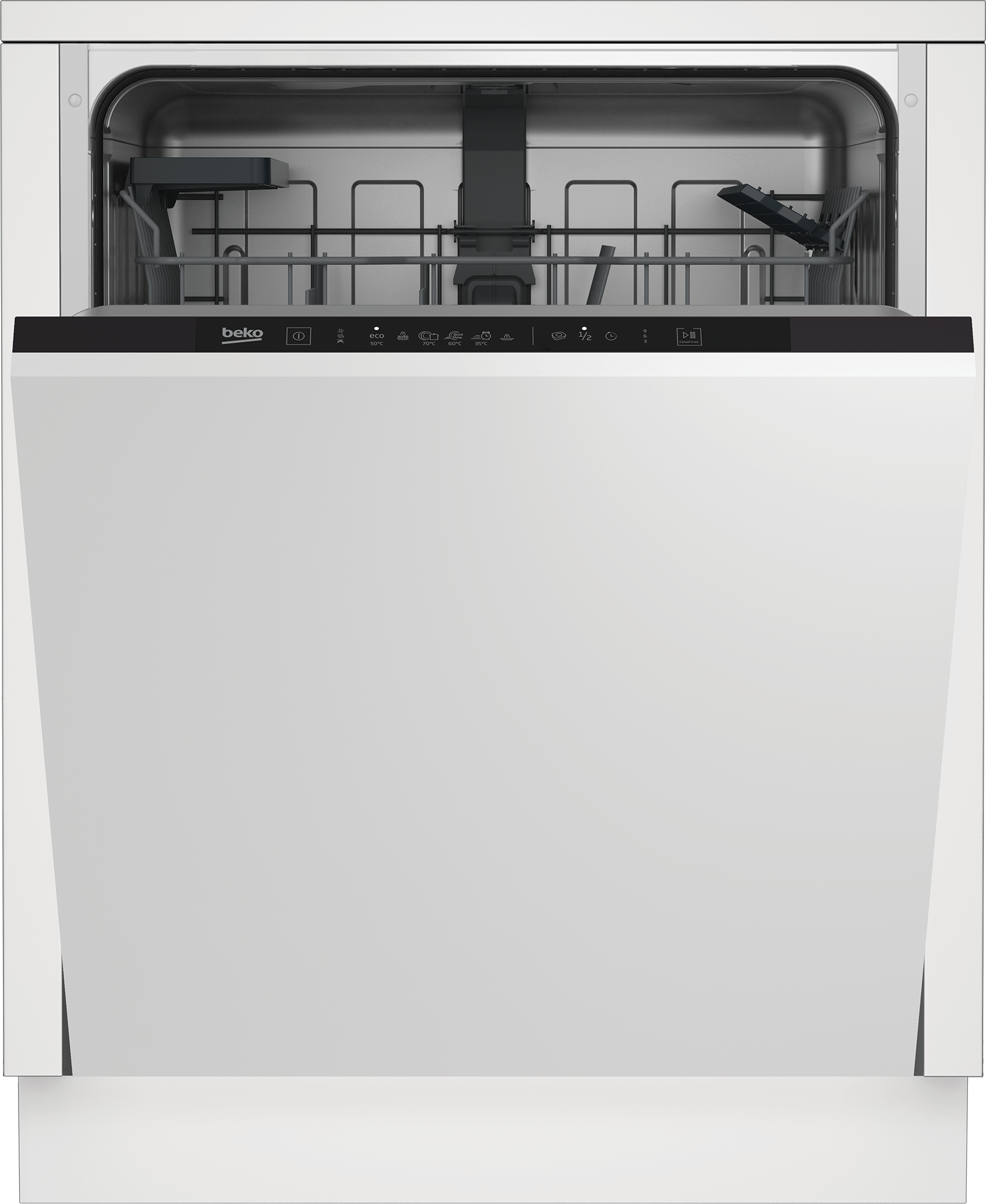 lavavajillas integrable beko din36430 14 cubiertos 6 programas con inicio diferido plata 60cm clase d