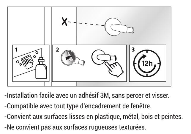Kit de barre de vitrage blanc Charme, L.40 - 70 cm, diam.10 mm, CESSOT - 3
