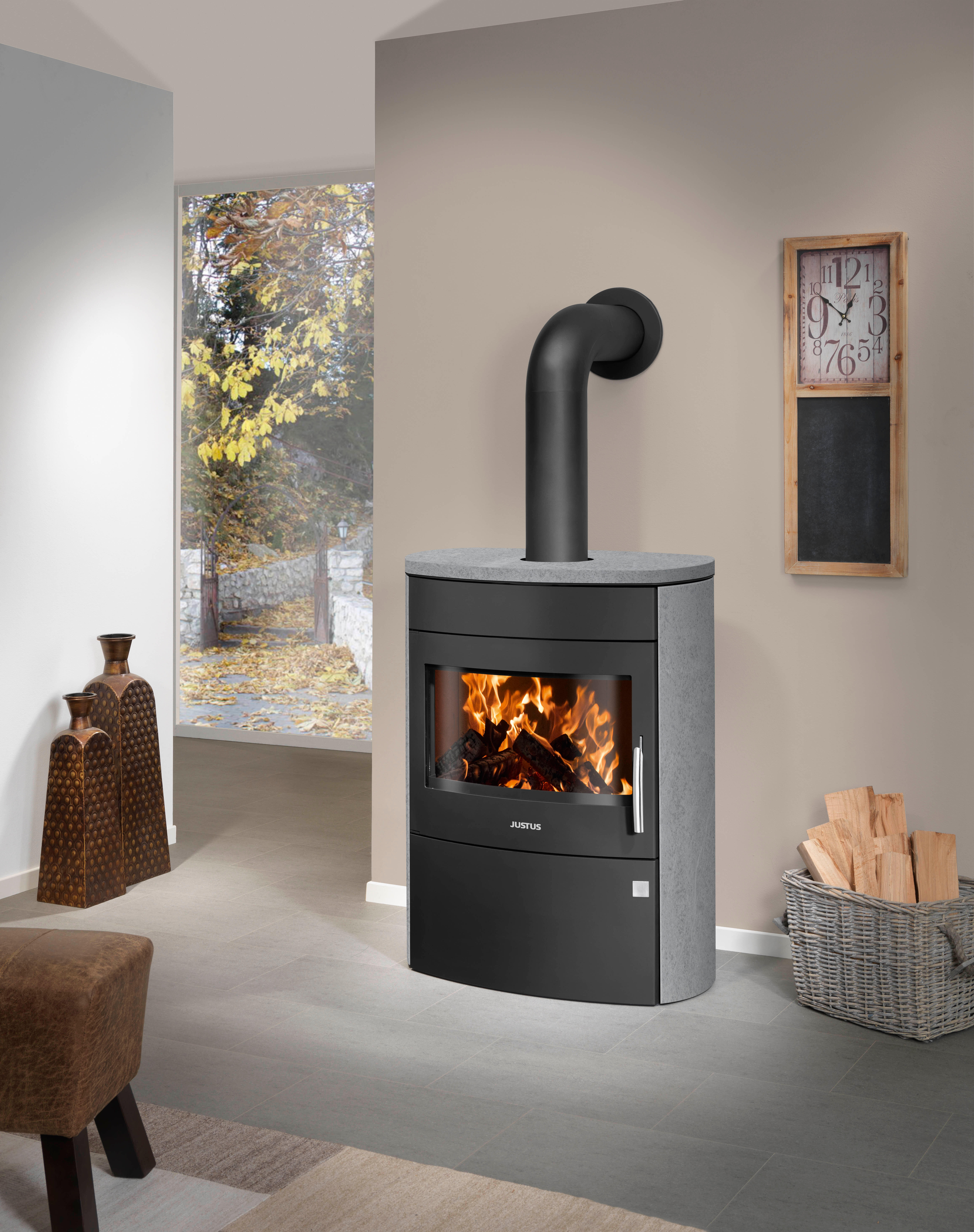 Poêle à bois JUSTUS Agero 2.0 noir / gris, 7 kW - 2