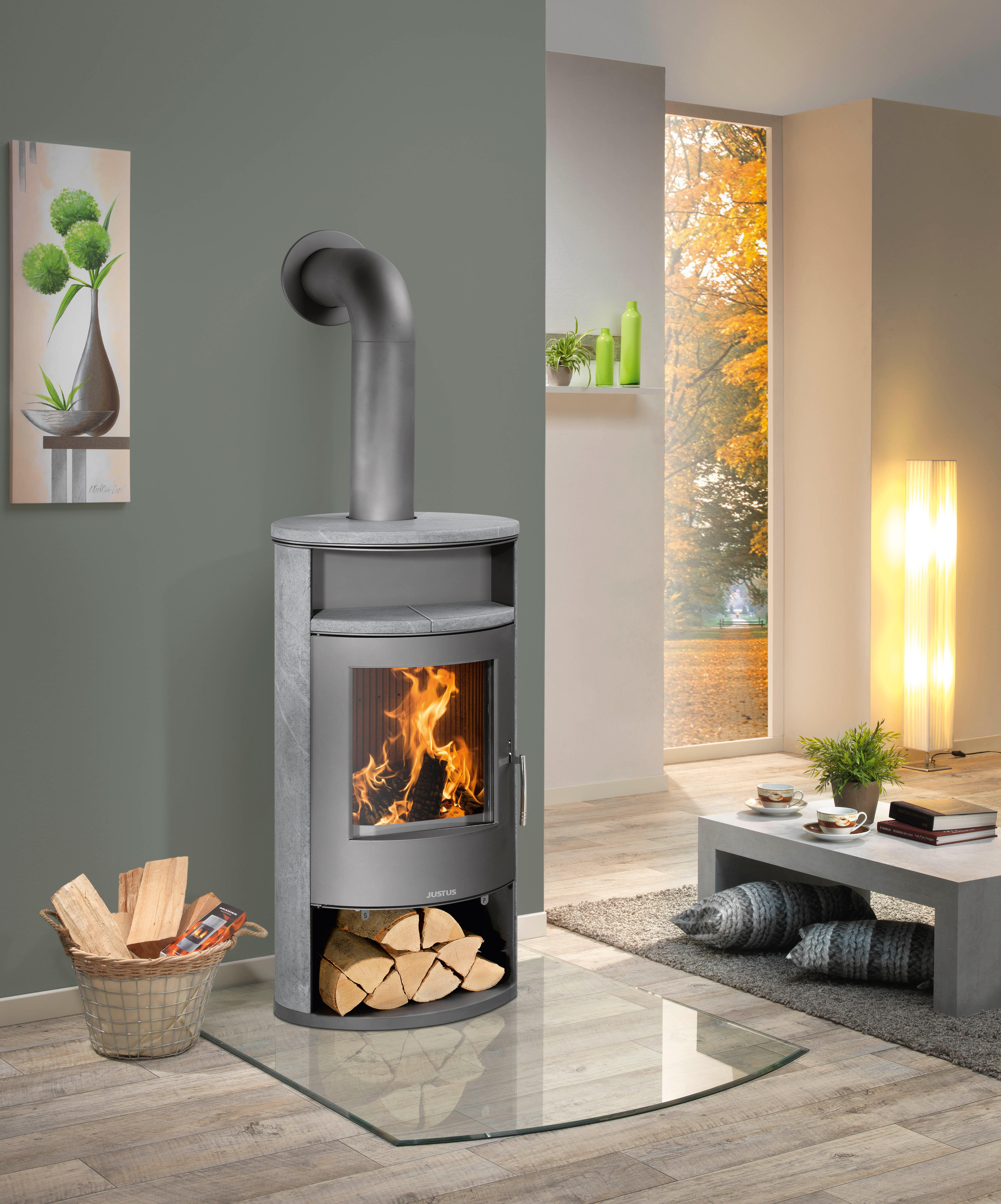 Poêle à bois JUSTUS Island aqua gris, 10 kW Leroy Merlin — free download