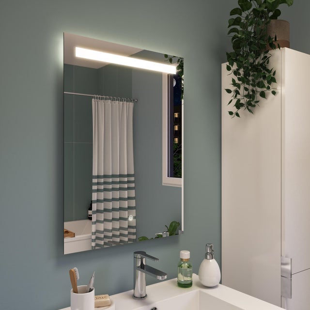 Specchio con illuminazione integrata bagno rettangolare Essential SENSEA L 50 x H 70 x P 3 cm grigio / argento