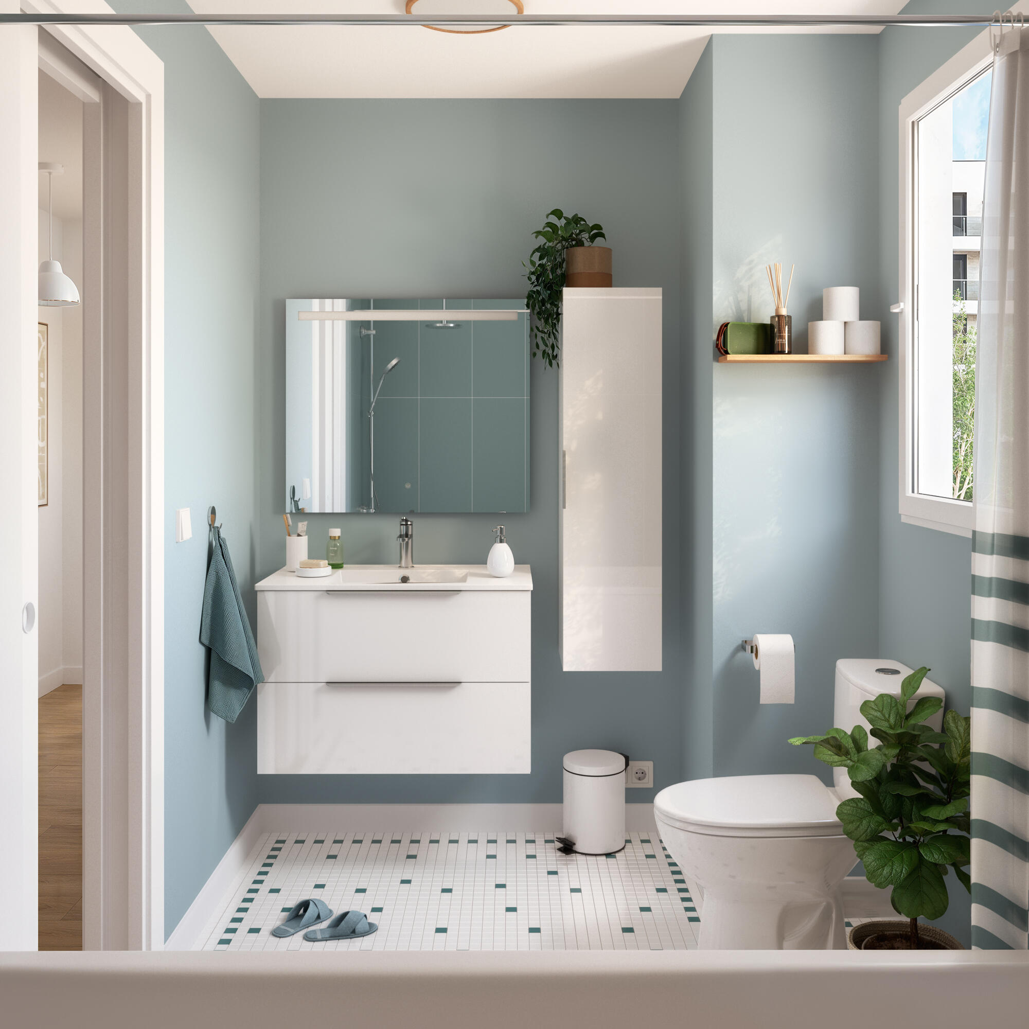 Miroir lumineux rectangulaire l.80 x H.70 cm Essential, sensitif - 3