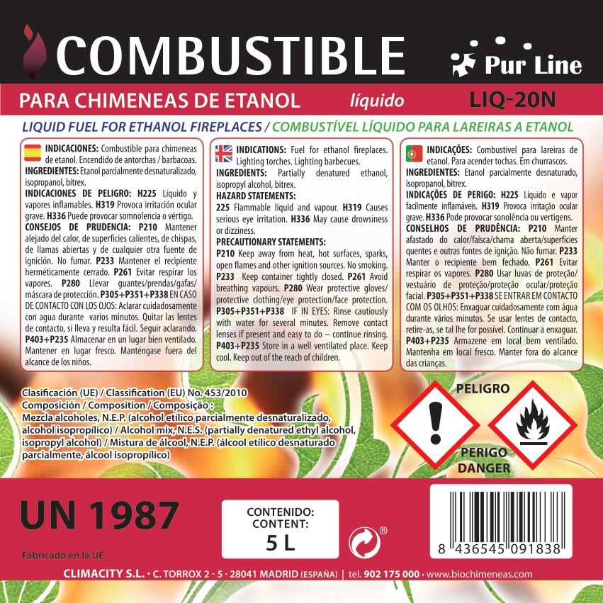 Bioetanol para lareiras 5L - 2