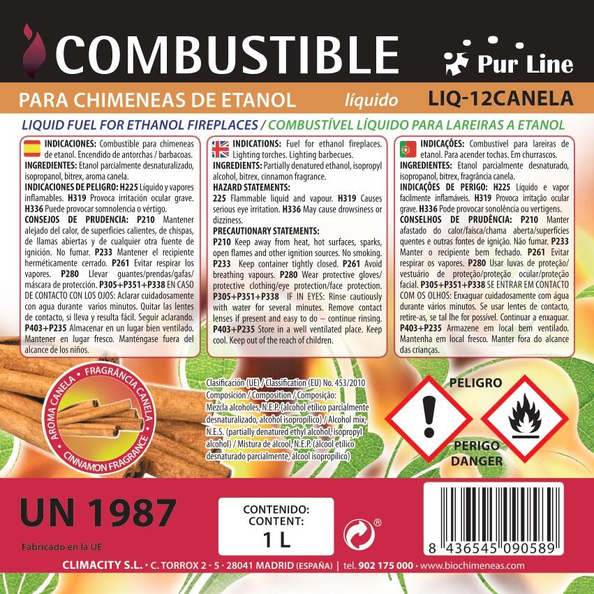 Bioetanol para lareiras AROMA CANELA 1L - 4