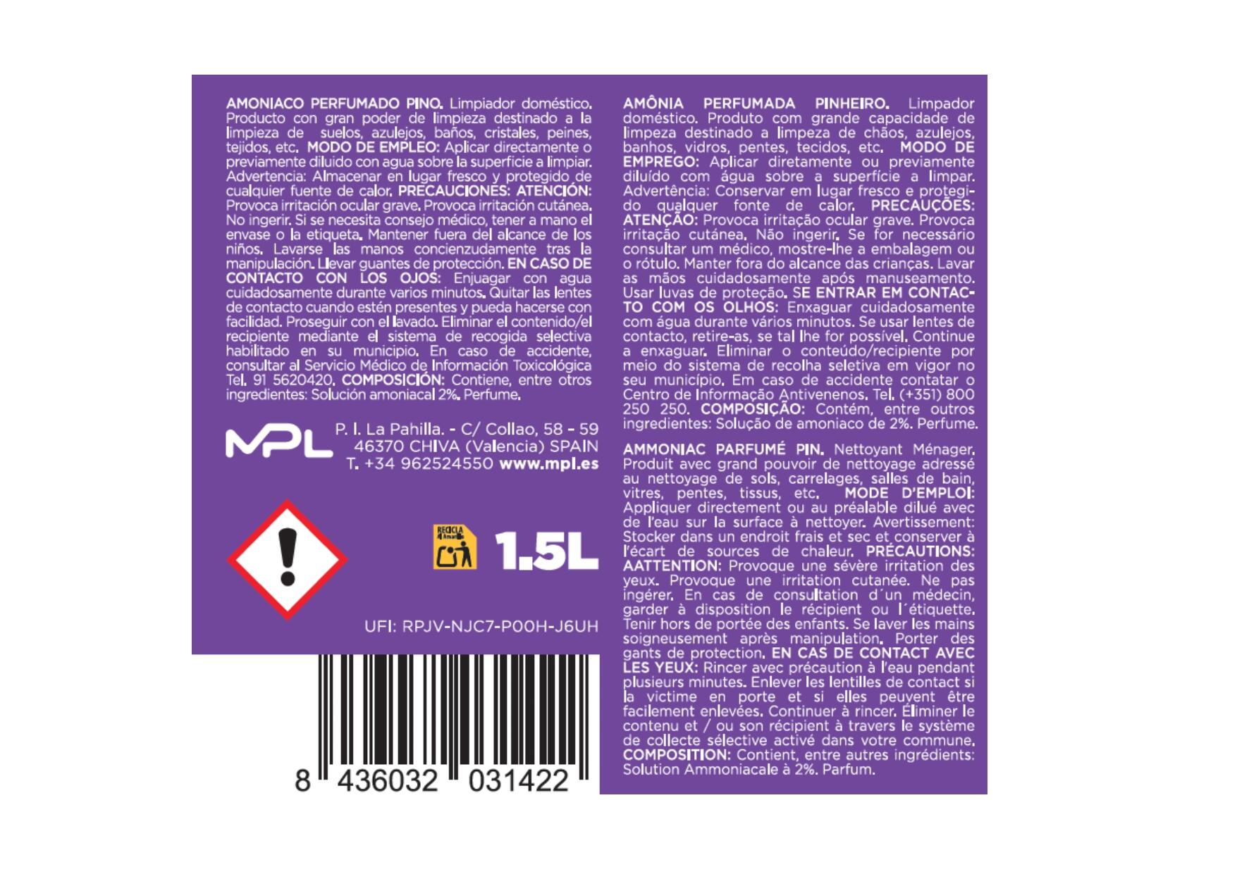 Amoniaco perfumado MPL 1.5L - 2